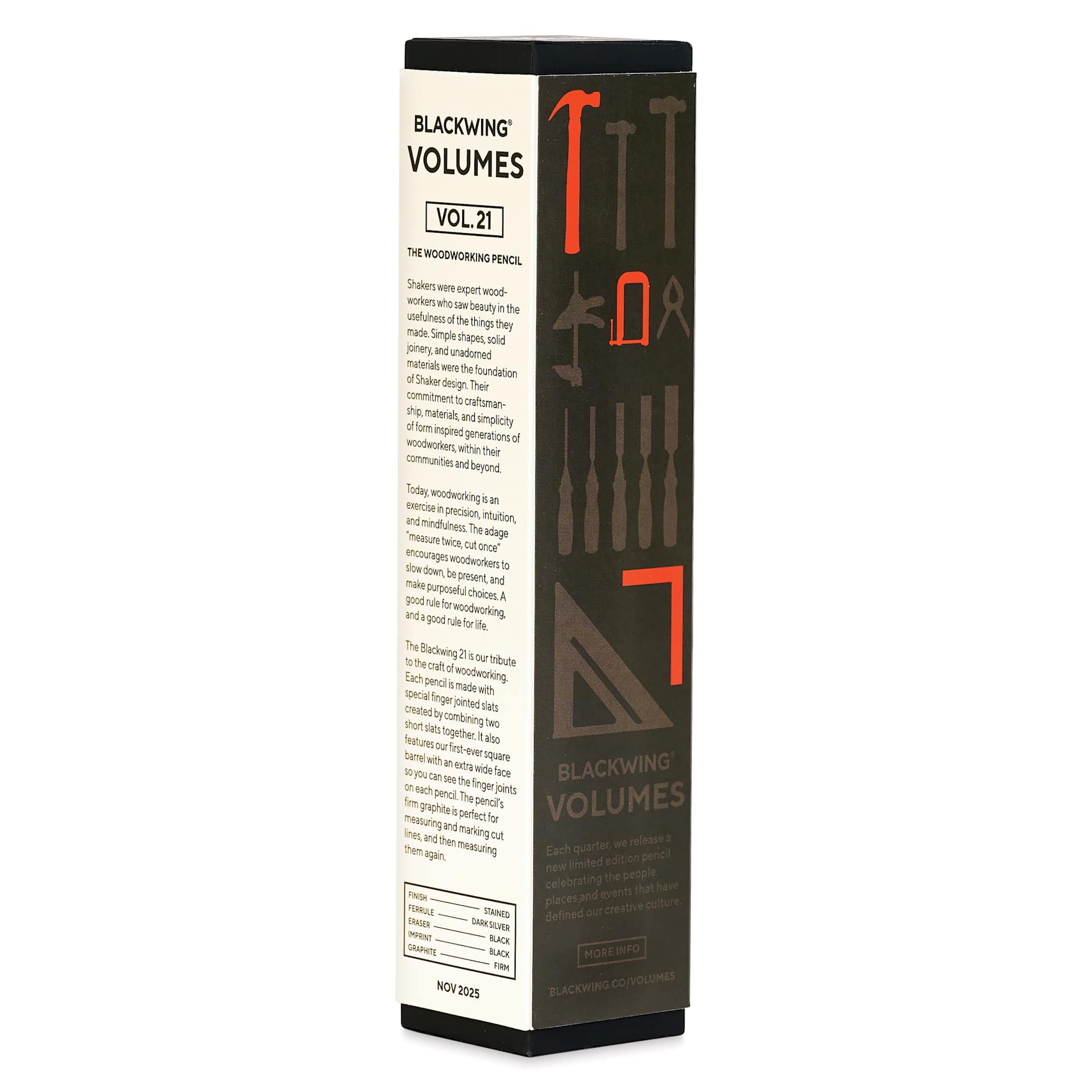 Blackwing Volume 21 Pencils - Set of 12, alternate side view of packaging