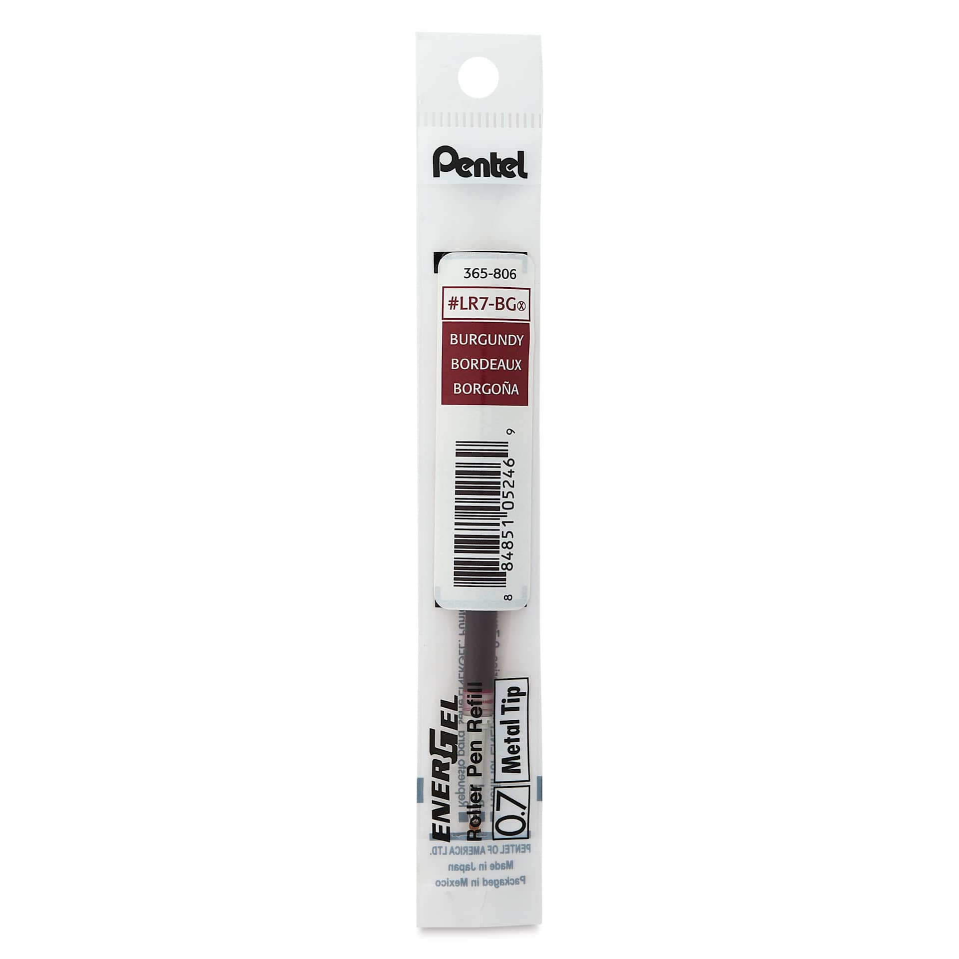 Pentel EnerGel Liquid Gel Pen Refill - Burgundy, 0.7 mm, front of packaging