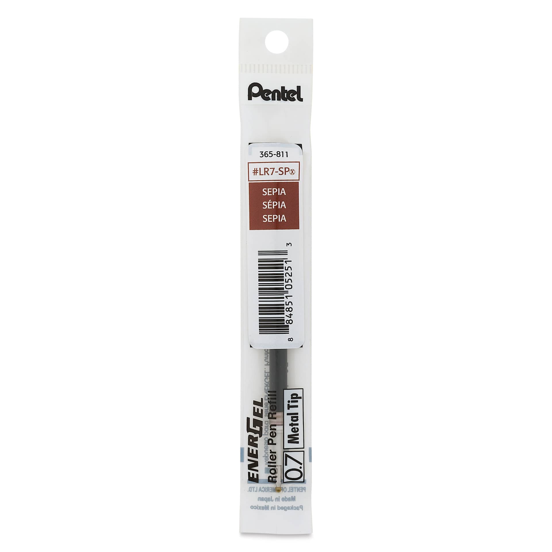 Pentel EnerGel Liquid Gel Pen Refill - Sepia, 0.7 mm, front of packaging