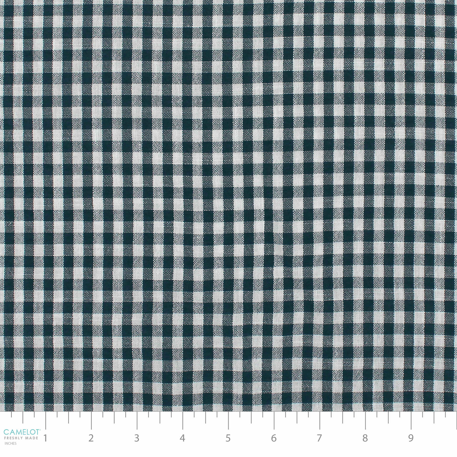 Camelot Linen Checks - Navy, 57" x 15 yds, close-up of bolt