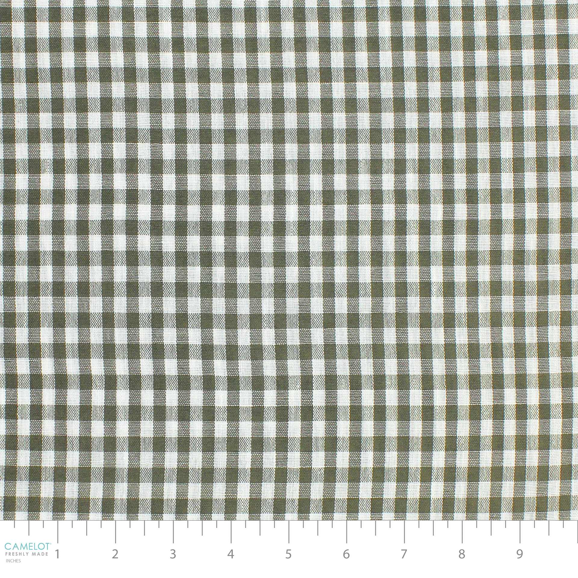 Camelot Linen Checks - Olive, 57" x 15 yds, close-up of bolt
