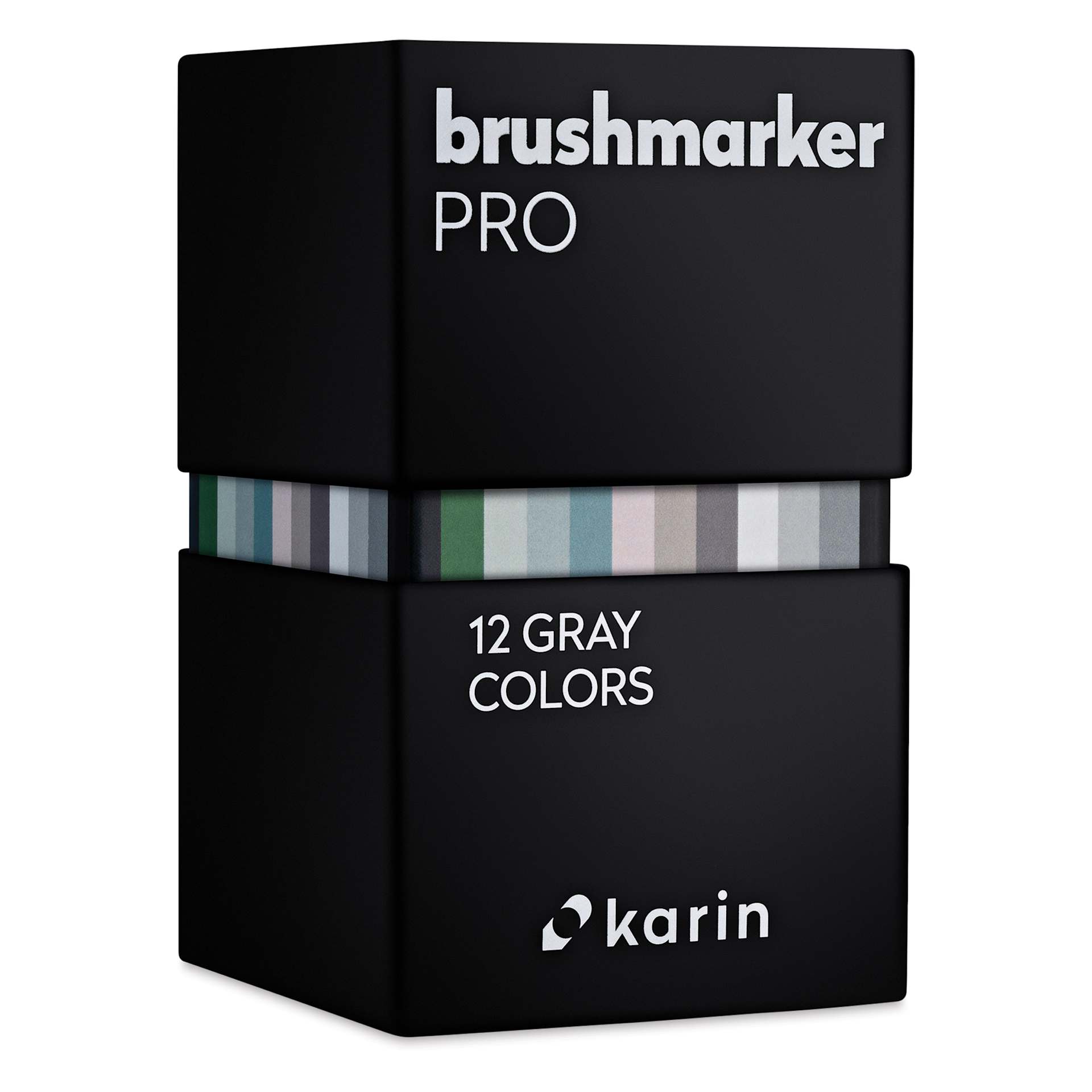 Karin Brushmarkers Pro Markers and Sets - Set of 12, Gray Colors, box