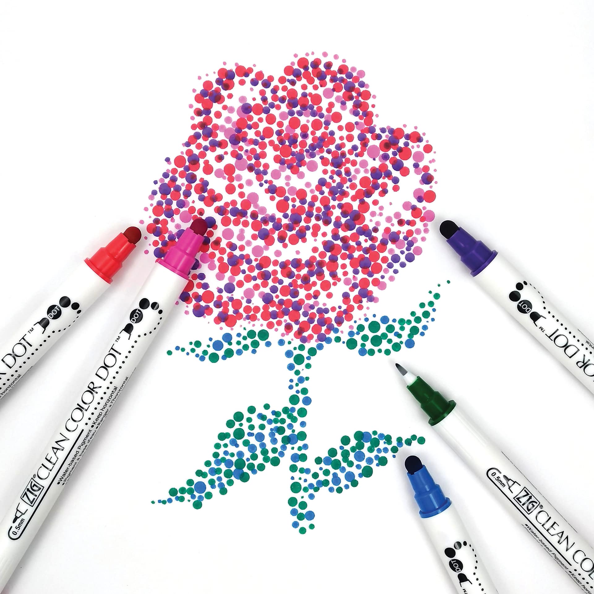 Zig Clean Color Dot Dual Tip Markers, example of flower drawing