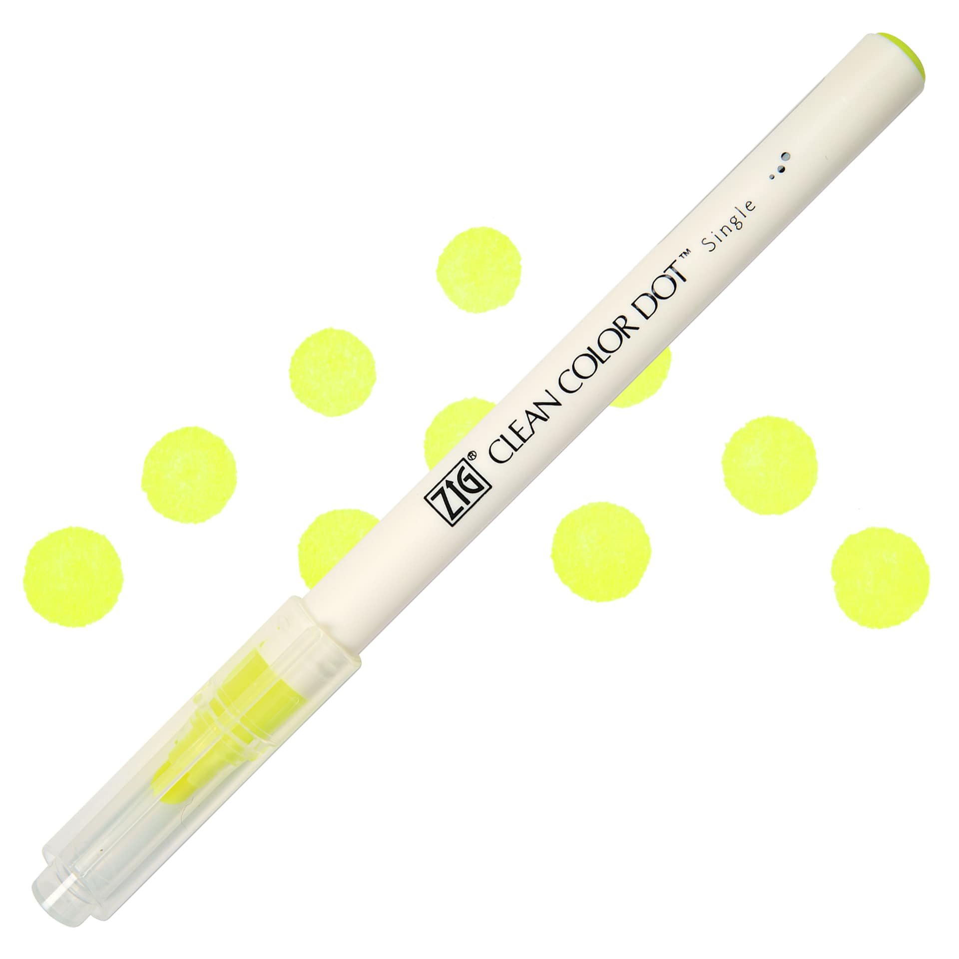 Zig Clean Color Dot Marker - Fl. Yellow, swatch and marker