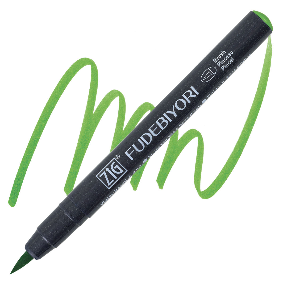Zig Fudebiyori Brush Pen - May Green pen and swatch
