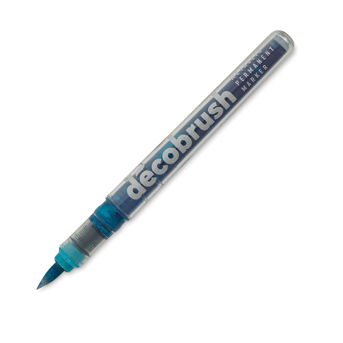Karin DécoBrush Metallic Marker - Single Metallic Blue Marker shown at angle without cap Karin DécoBrush Metallic Marker - Single Metallic Blue Marker shown at angle without cap
