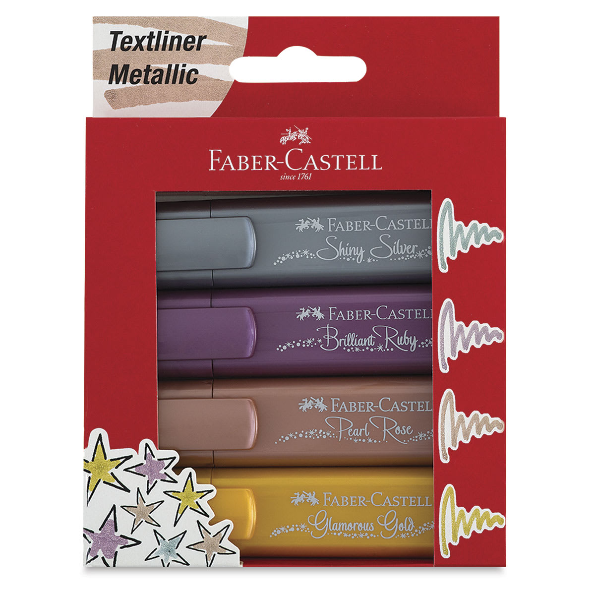 Faber-Castell Metallic Textliner - Front of package of set of 4 