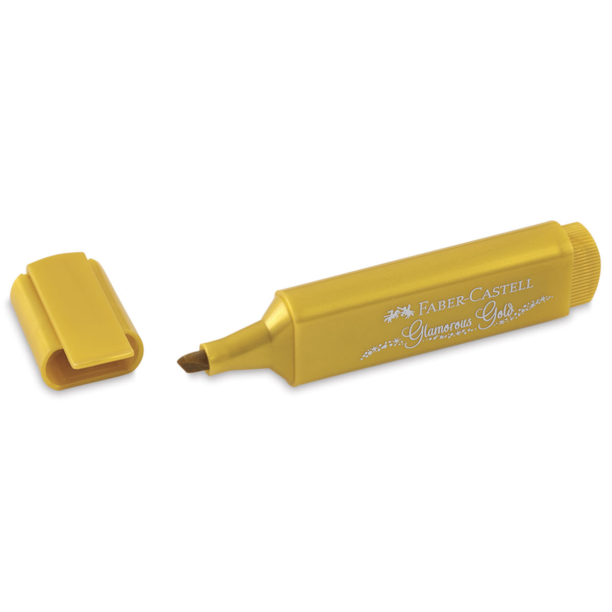 Faber-Castell Metallic Textliner - Glamorous Gold Marker with cap adjacent