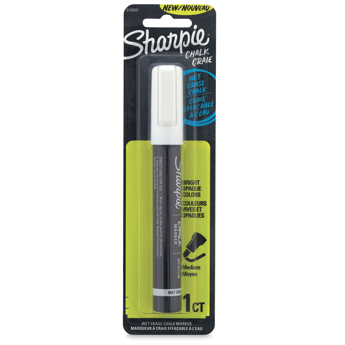 Sharpie Chalk Markers - Front of blister package of single White Marker