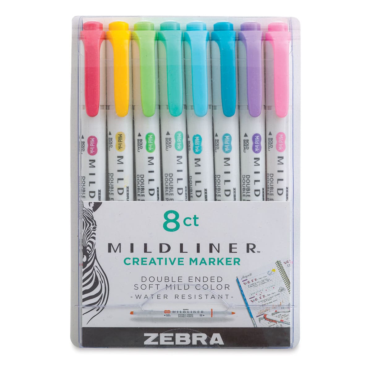 Zebra Mildliner Double Ended Creative Markers - Assorted Colors, Set of 8