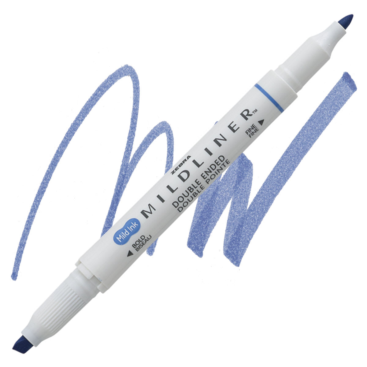 Zebra Mildliner Double Ended Creative Marker - Dark Blue marker and swatch