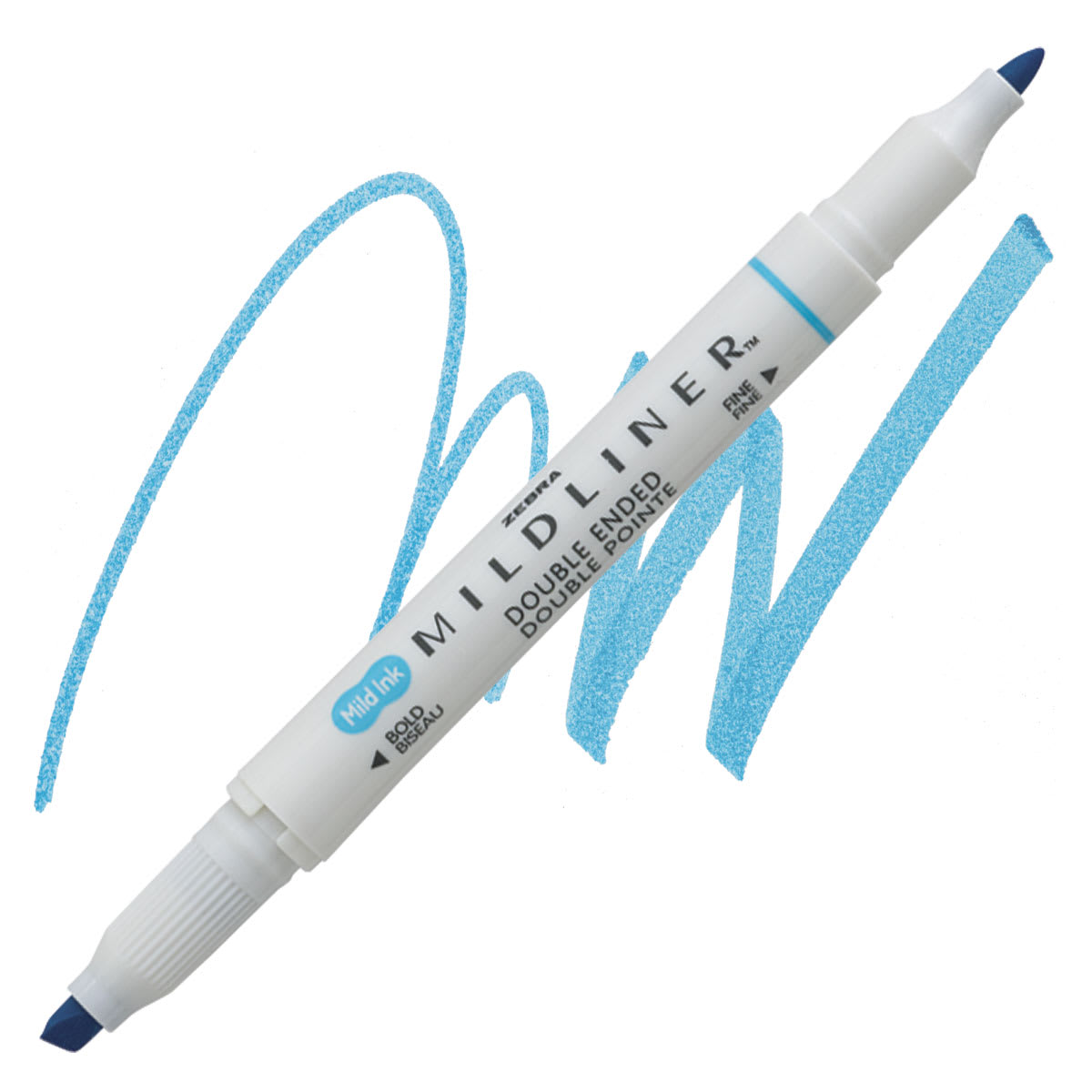 Zebra Mildliner Double Ended Creative Marker - Cyan marker and swatch