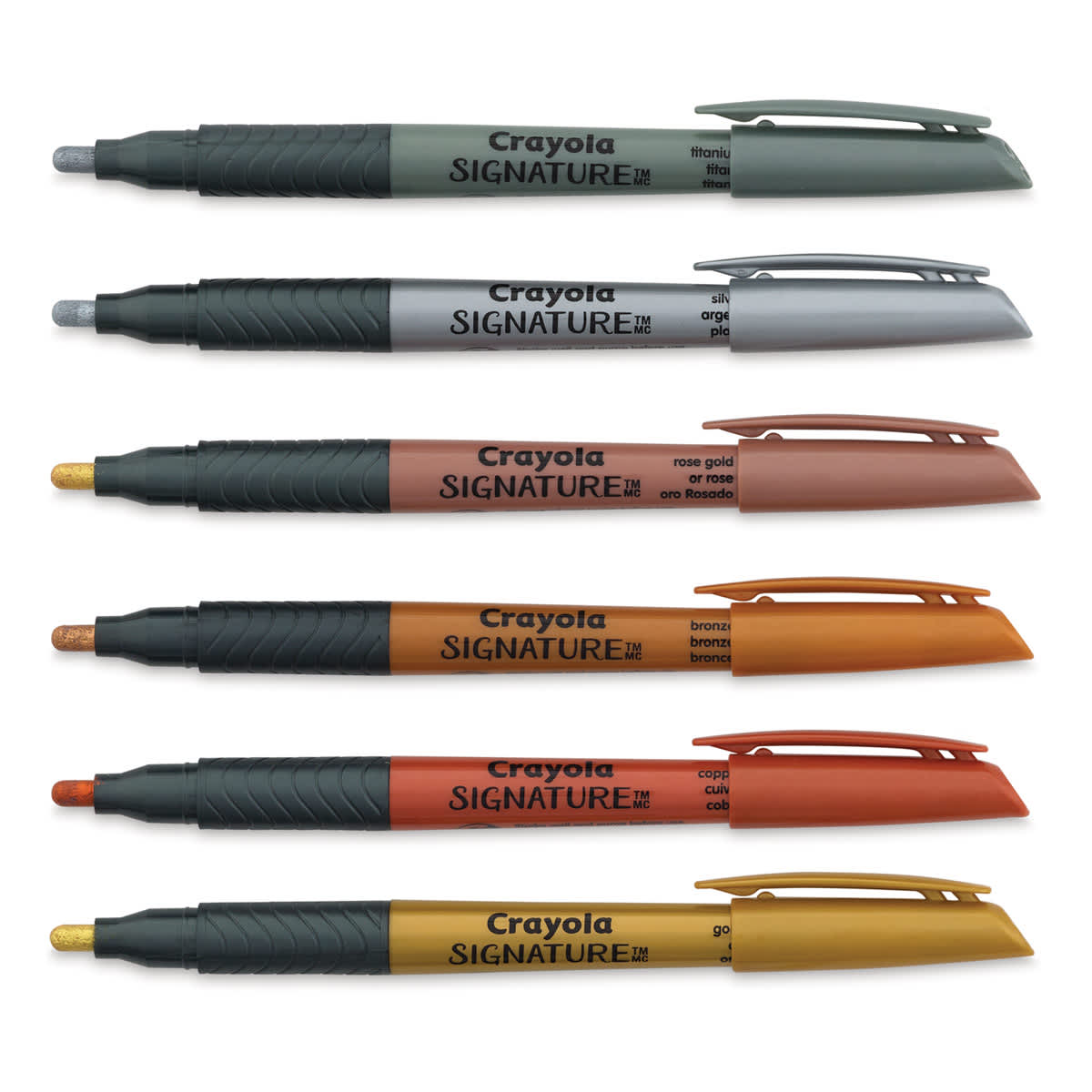 Crayola Signature Liquid Metal Craft Marker Set (with caps off)
