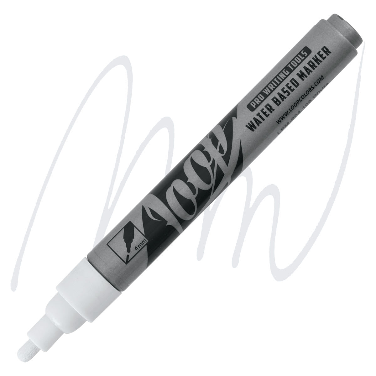 Loop Water-Based Acrylic Marker - White, 4 mm marker and swatch