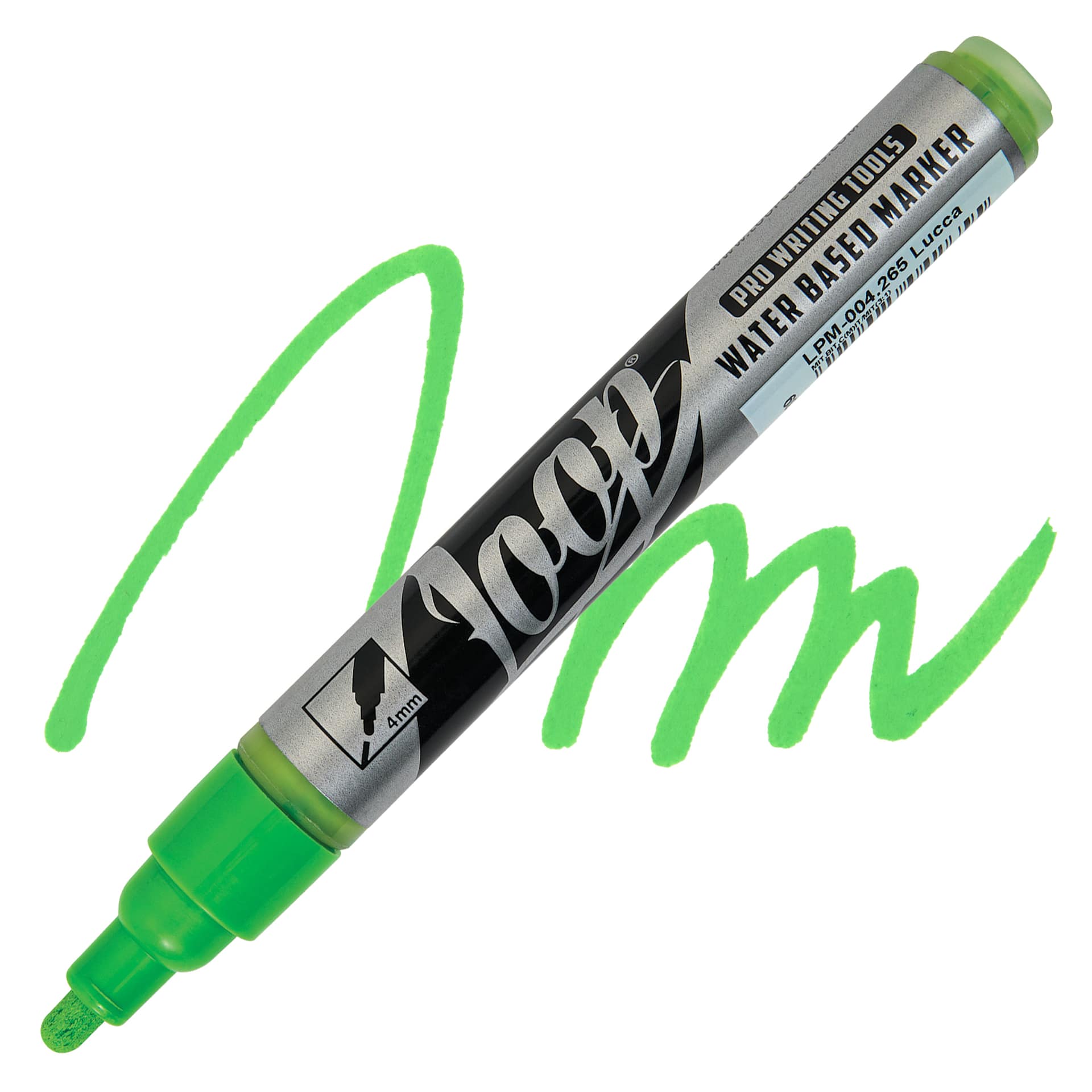 Loop Water-Based Acrylic Marker - Lucca, 4 mm, swatch and marker