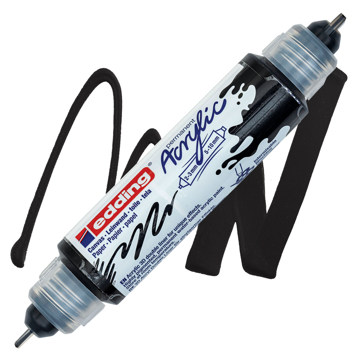 Edding 5400 Acrylic Double Ended Paint Marker - Black 901 marker and swatch Edding 5400 Acrylic Double Ended Paint Marker - Black 901 marker and swatch