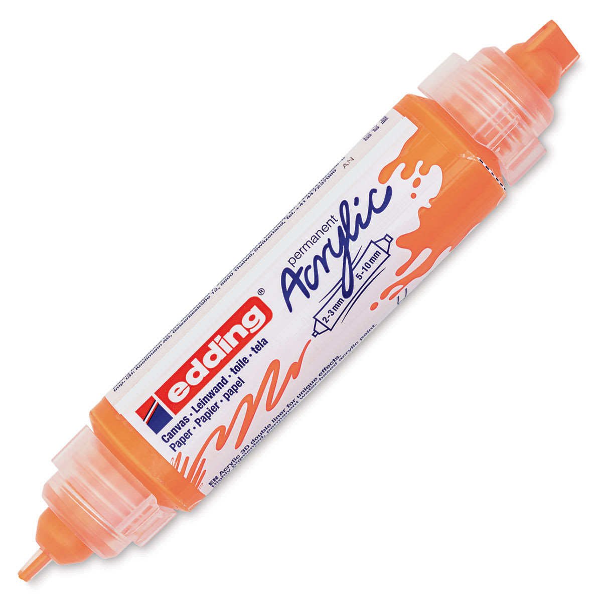 Edding 5400 Acrylic Double Ended Paint Marker - Neon Orange 066, Cap Off