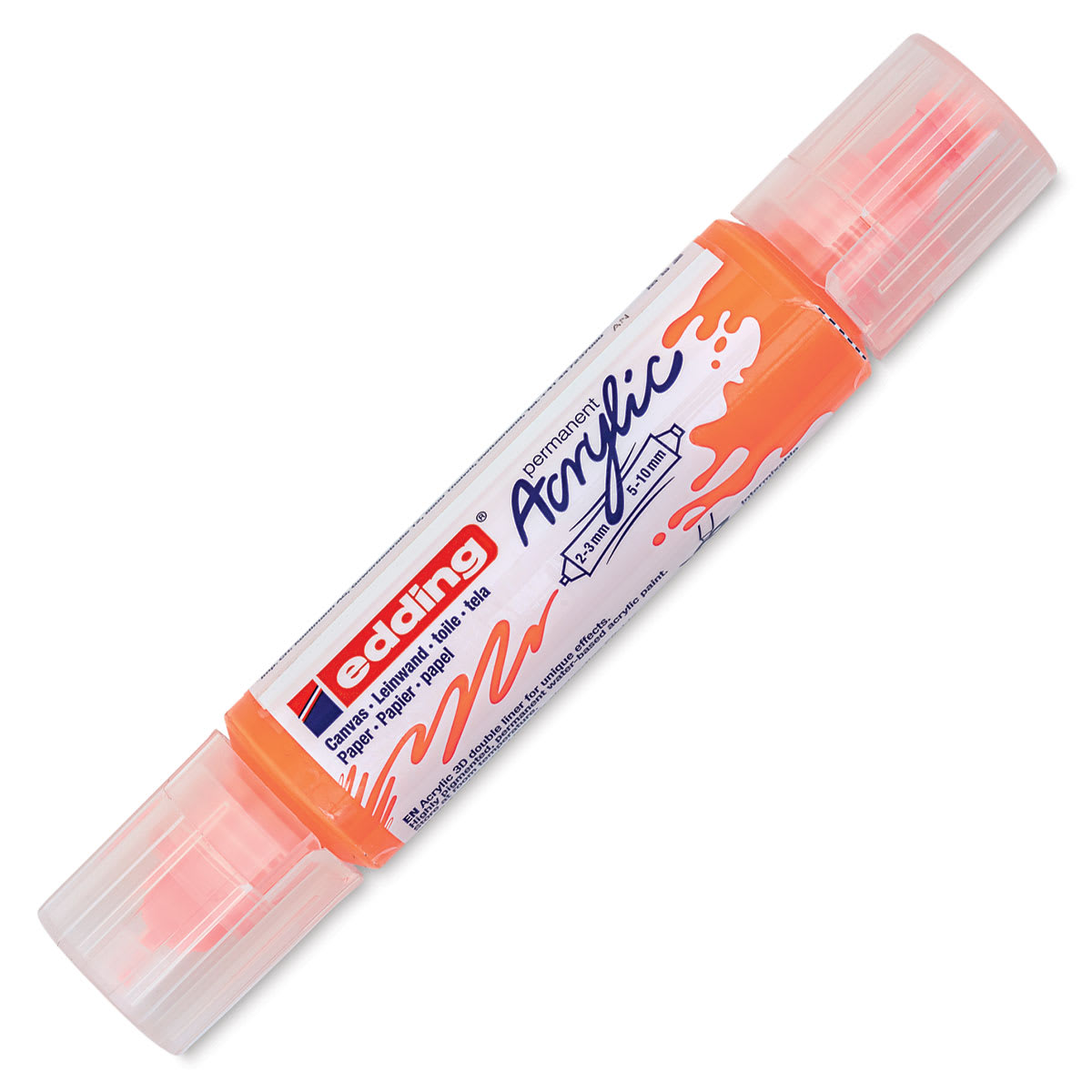 Edding 5400 Acrylic Double Ended Paint Marker - Neon Orange 066, Cap On