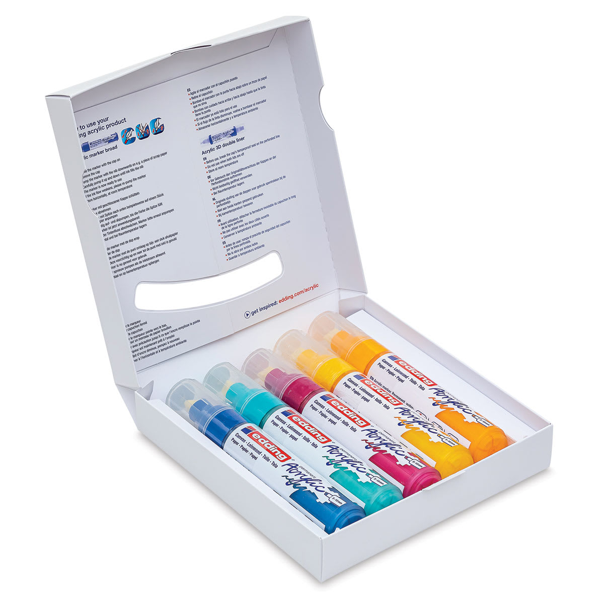 Edding Acrylic Paint Markers - Abstract Colors, Set of 5, Broad. Markers in box