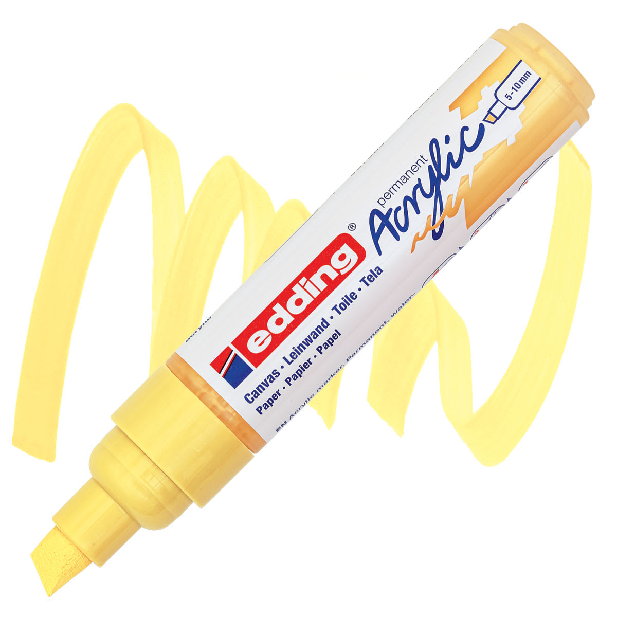 Edding Acrylic Paint Marker - Pastel Yellow 915, Broad marker and swatch