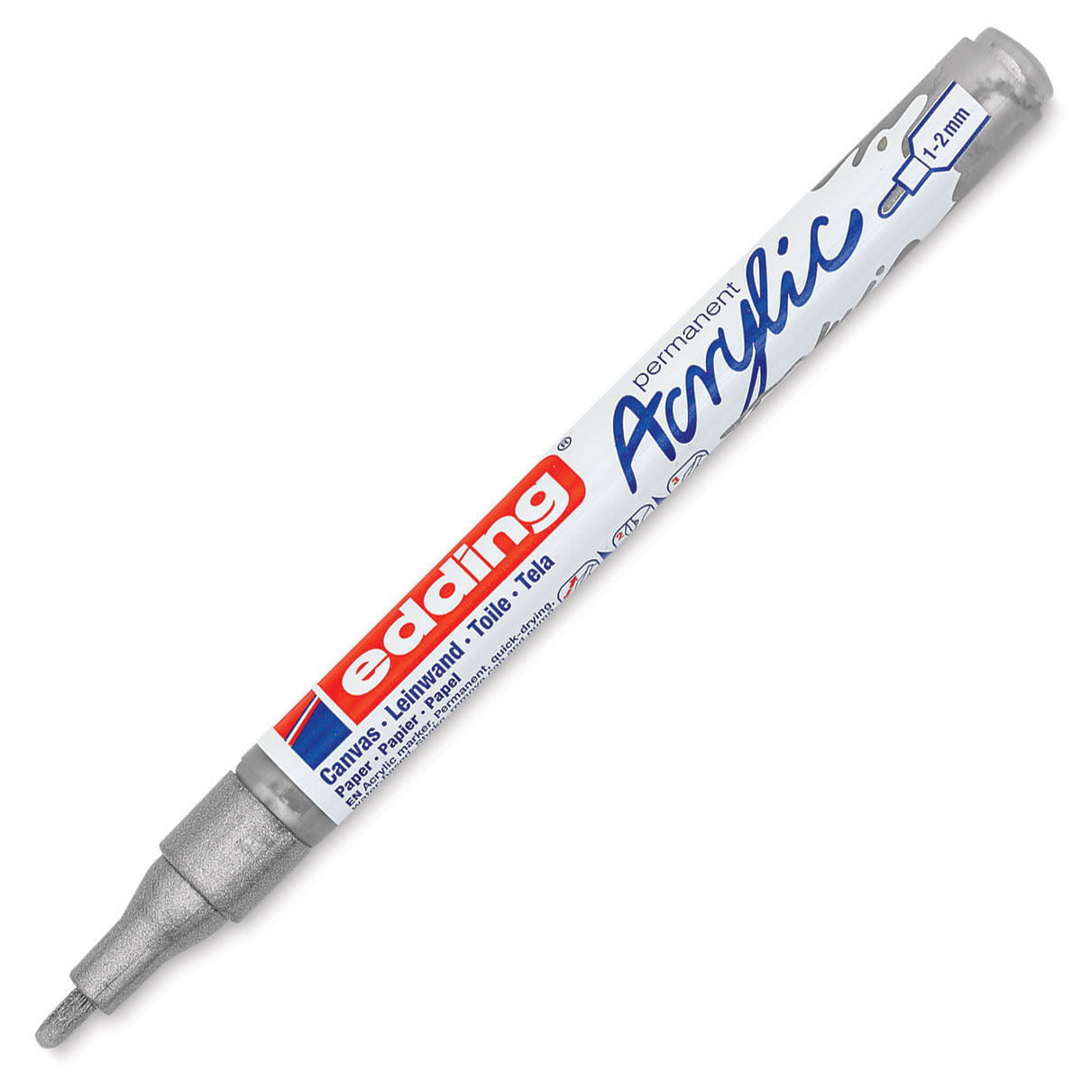 Edding Acrylic Paint Marker- Silver 923, Fine, Cap Off Edding Acrylic Paint Marker- Silver 923, Fine, Cap Off