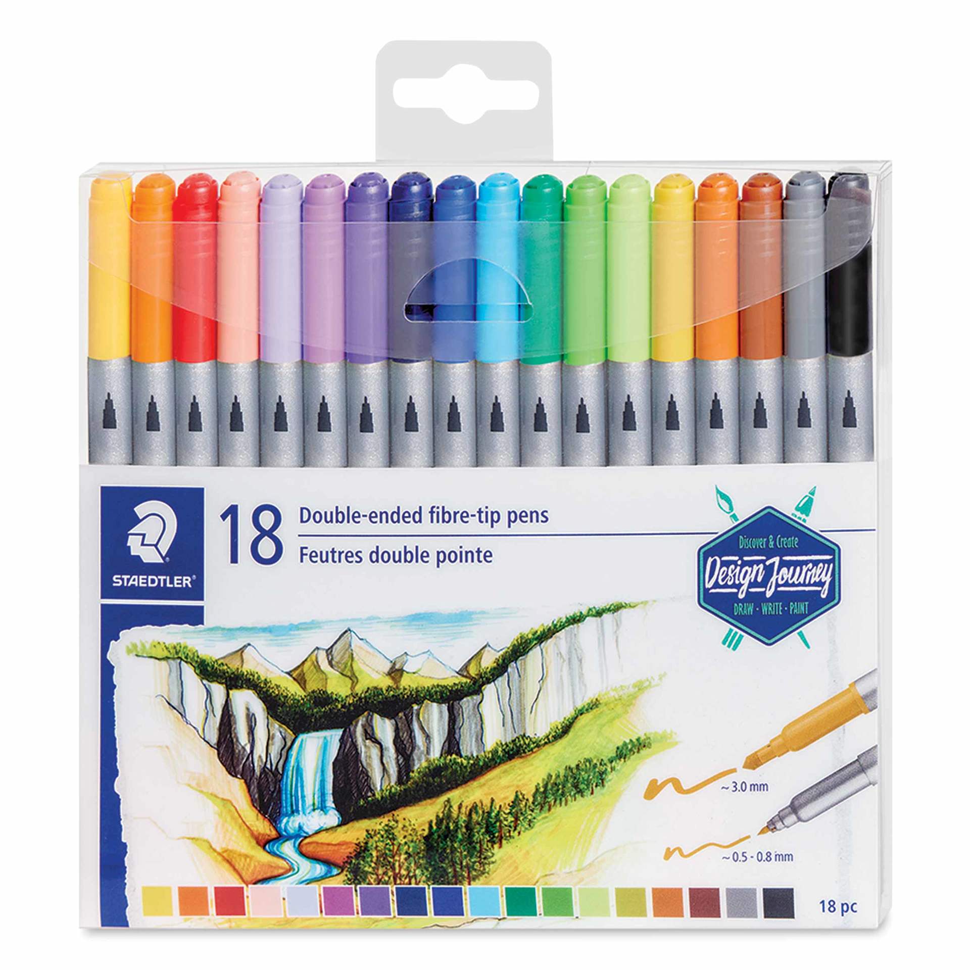 Staedtler Double-Ended Fiber-Tip Pens - Set of 18
