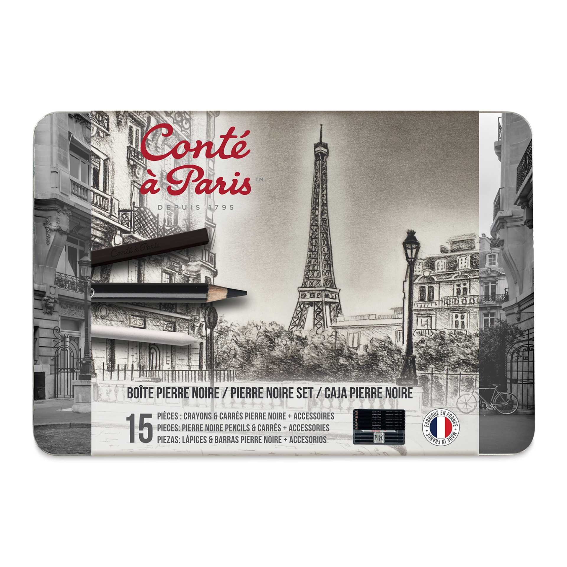 Conté à Paris Pierre Noire - Set of 15, front of the packaging Conté à Paris Pierre Noire - Set of 15, front of the packaging