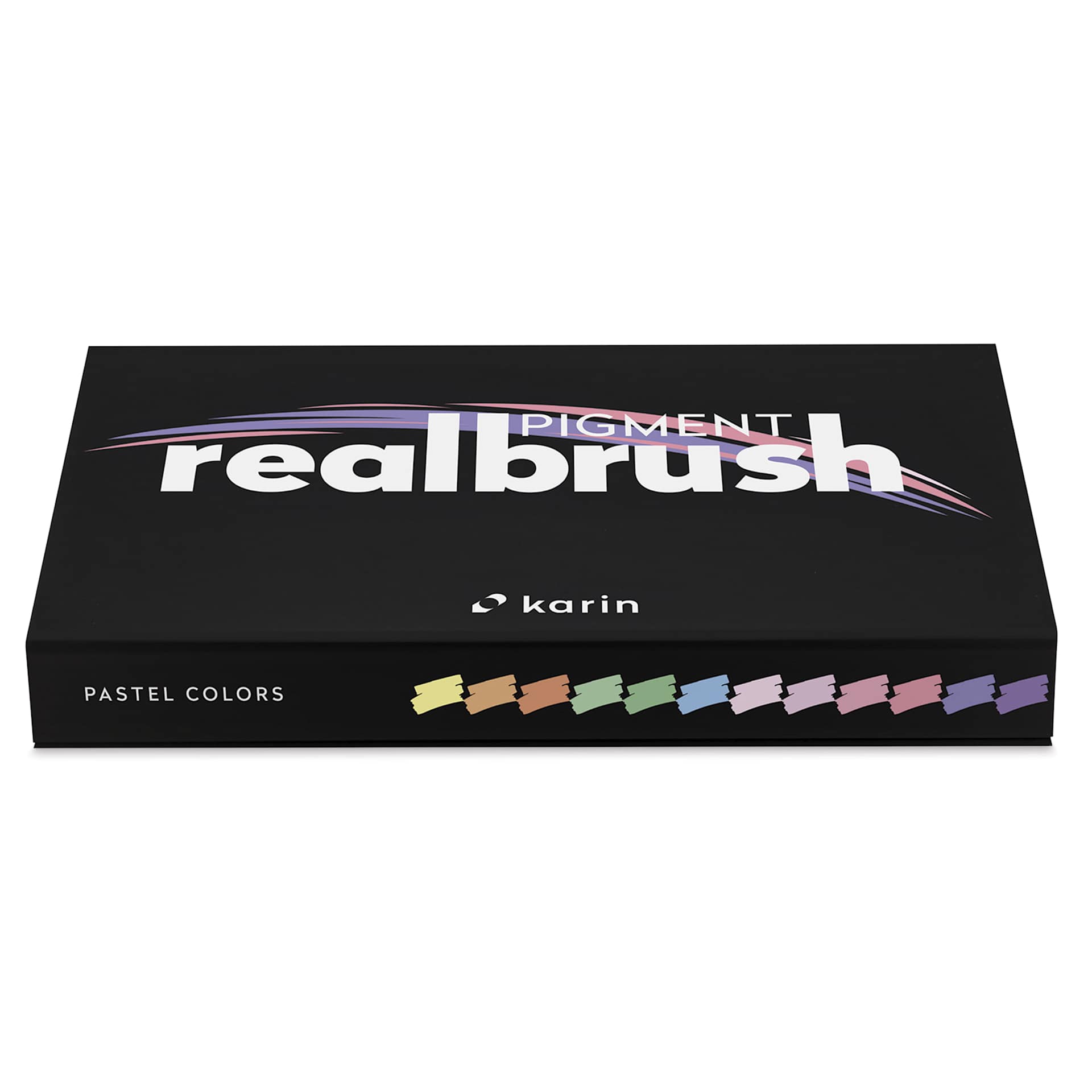 Karin Realbrush Pigment Markers - Pastel Colors, Set of 12, box closed laid flat