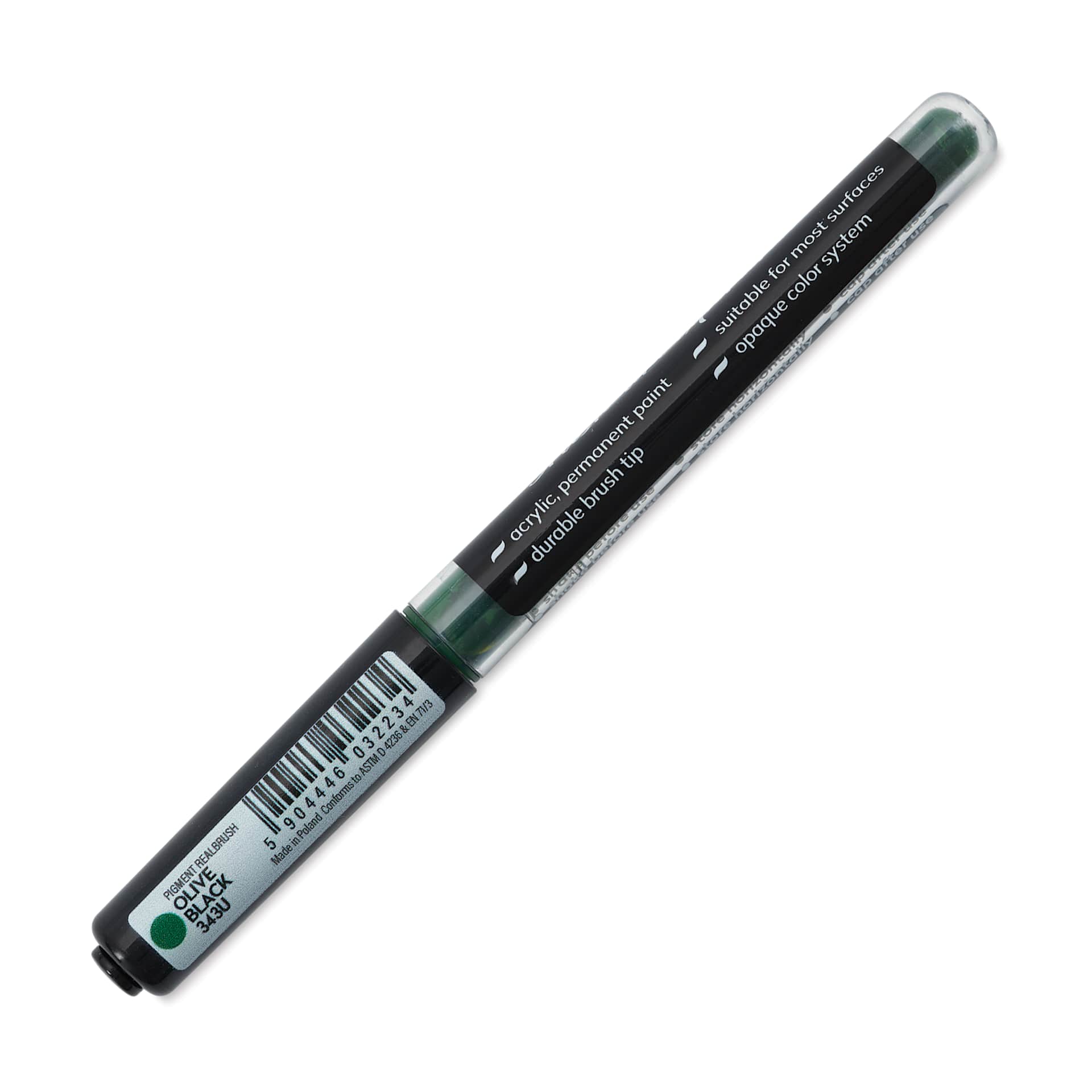 Karin Realbrush Pigment Marker - Olive Black, marker barrel showing details