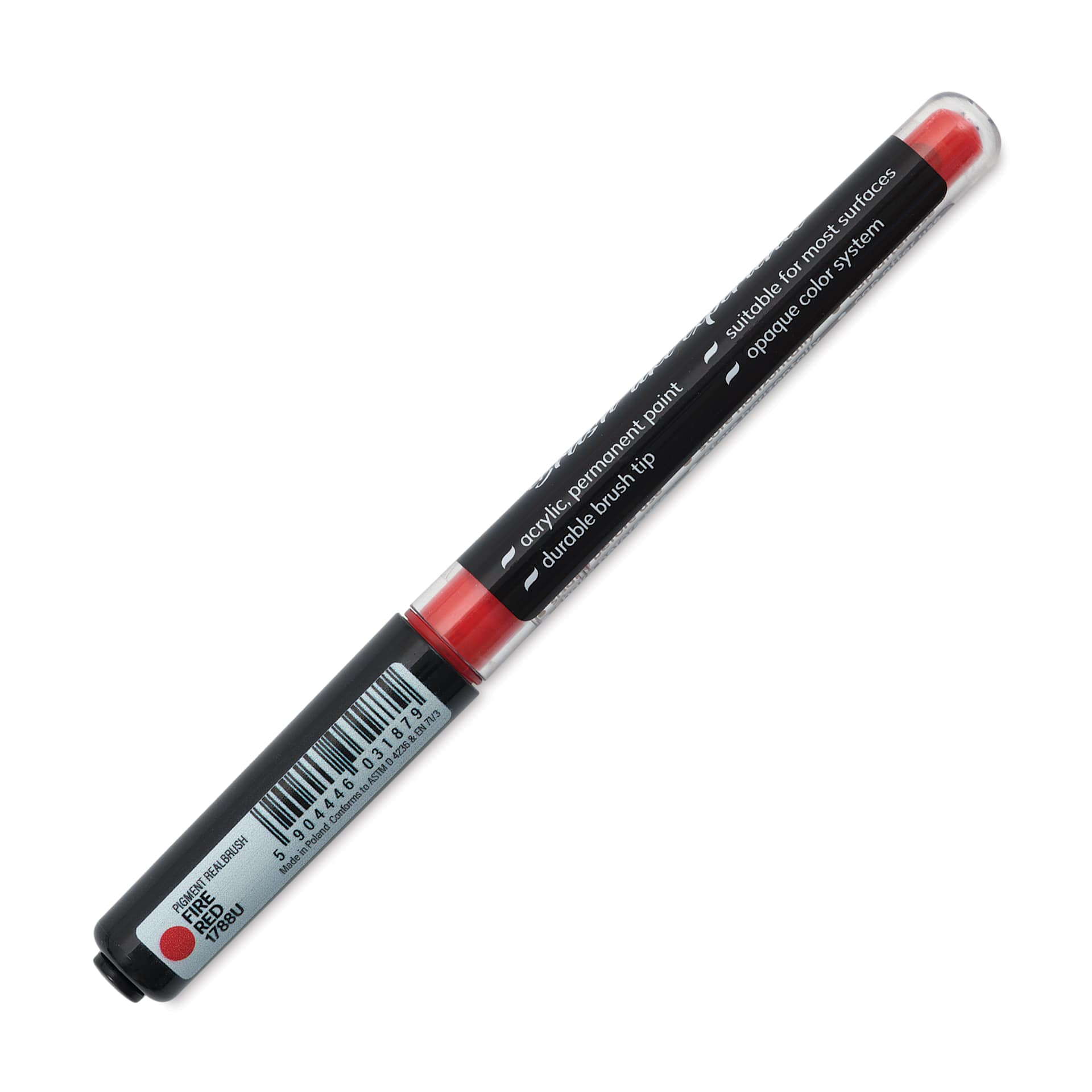 Karin Realbrush Pigment Marker - Fire Red, marker barrel showing details