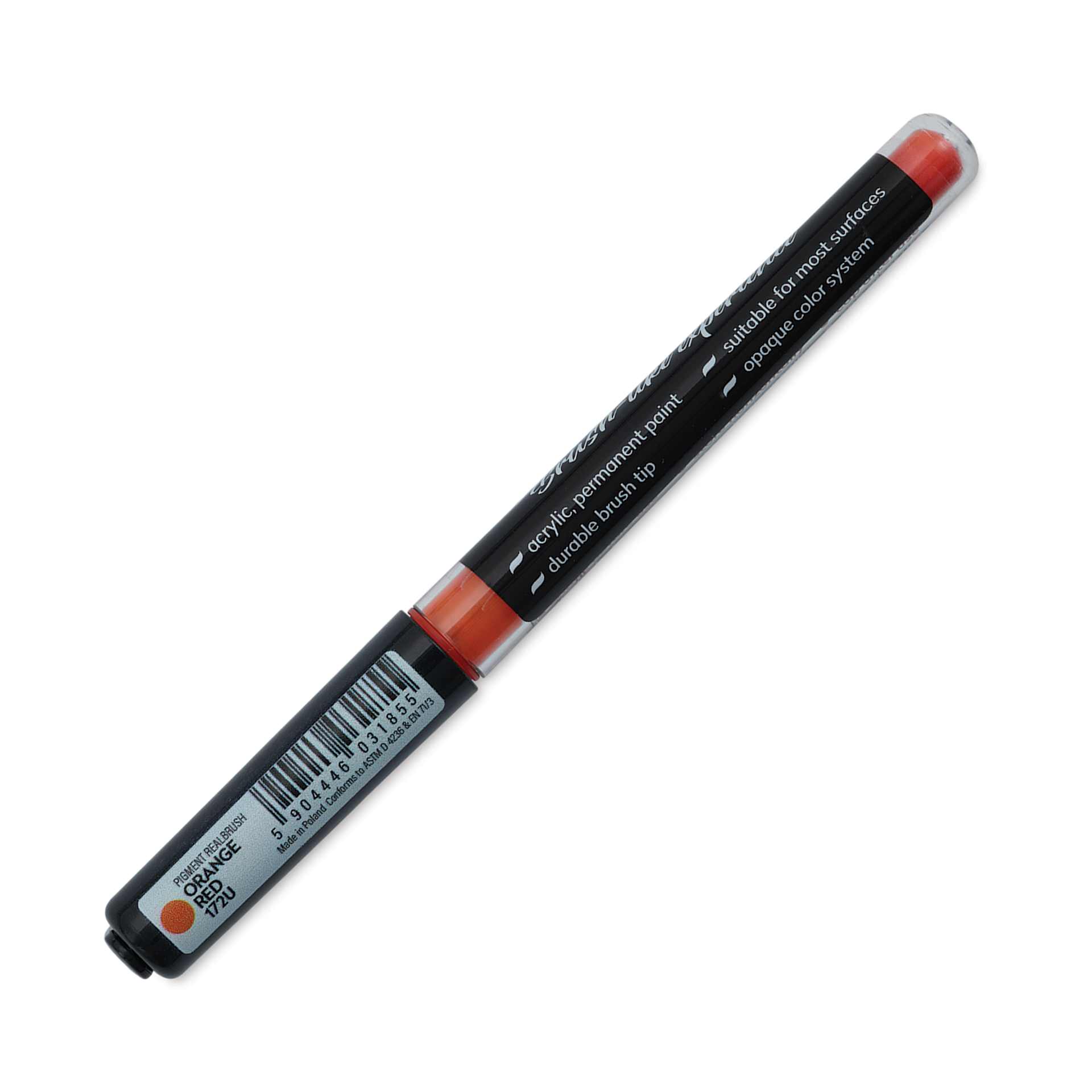 Karin Realbrush Pigment Marker - Orange Red, marker barrel showing details