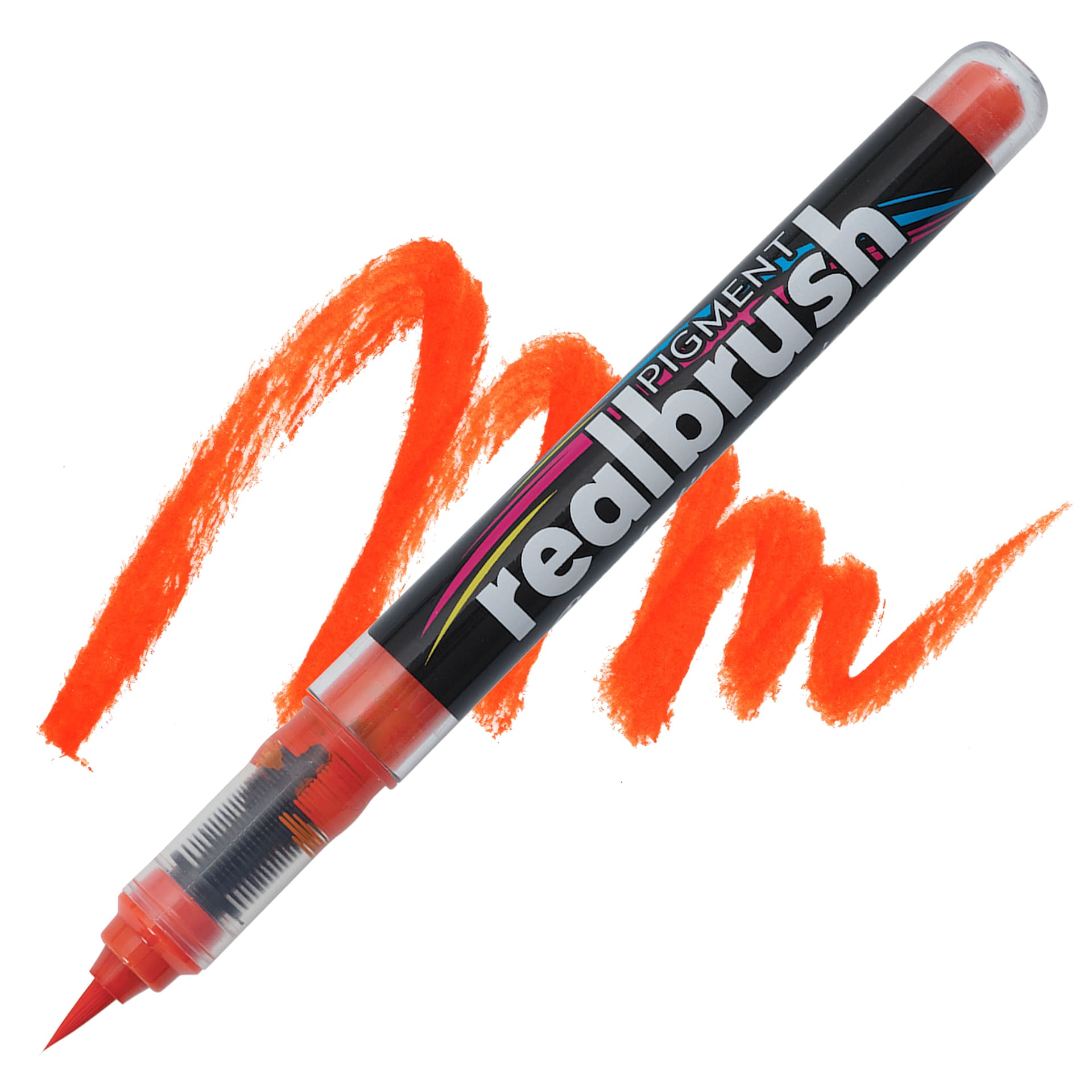 Karin Realbrush Pigment Marker - Orange Red, swatch and marker