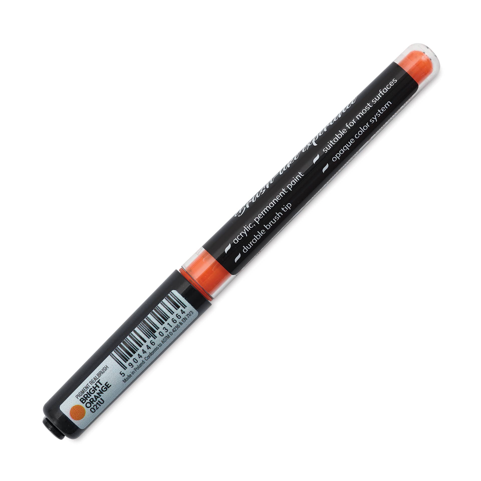 Karin Realbrush Pigment Marker - Bright Orange, marker barrel showing details