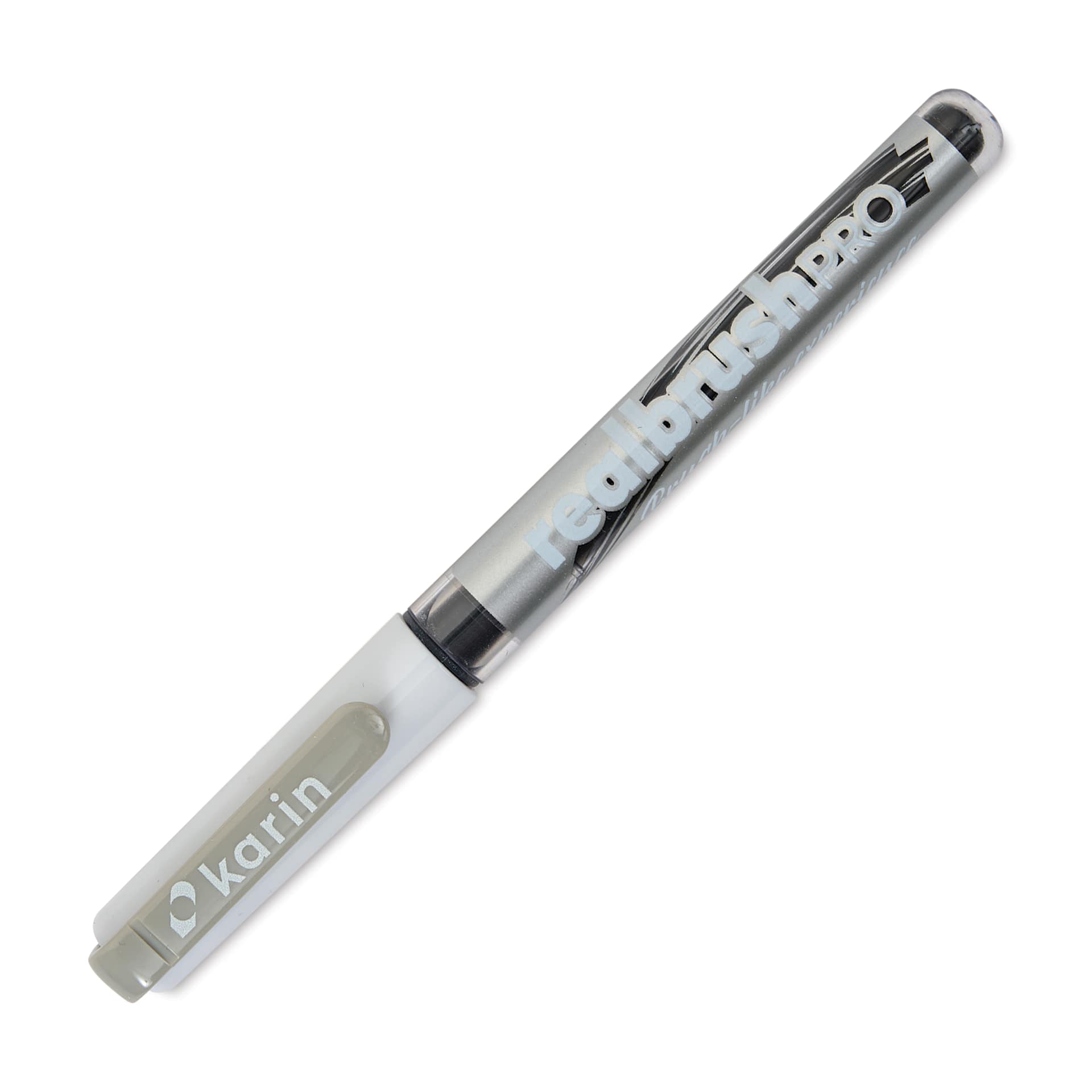 Karin Realbrush Pro Marker - Cool Grey 1, 4 mm, Brush Tip, cap on