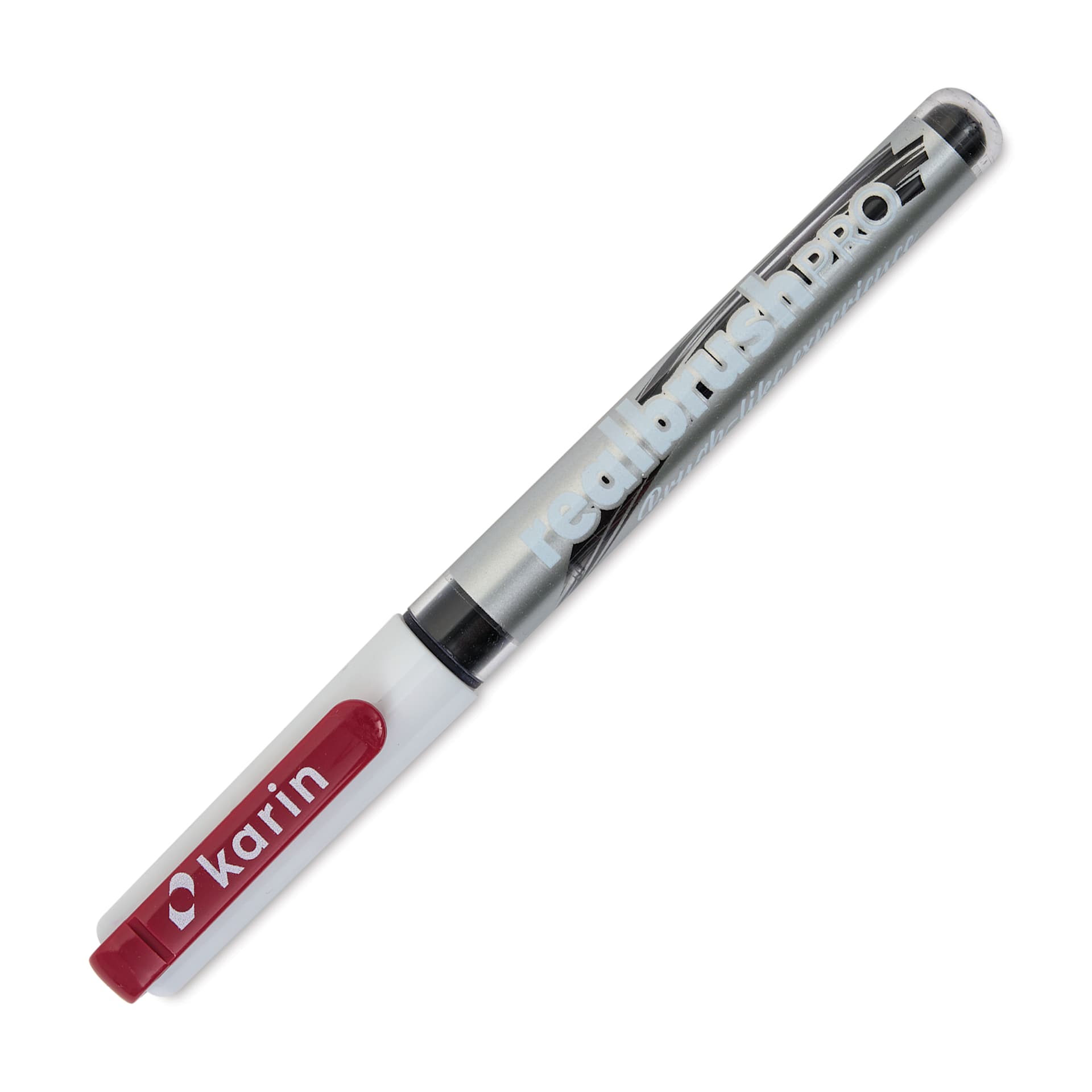 Karin Realbrush Pro Marker - Burgundy, 4 mm, Brush Tip, cap on