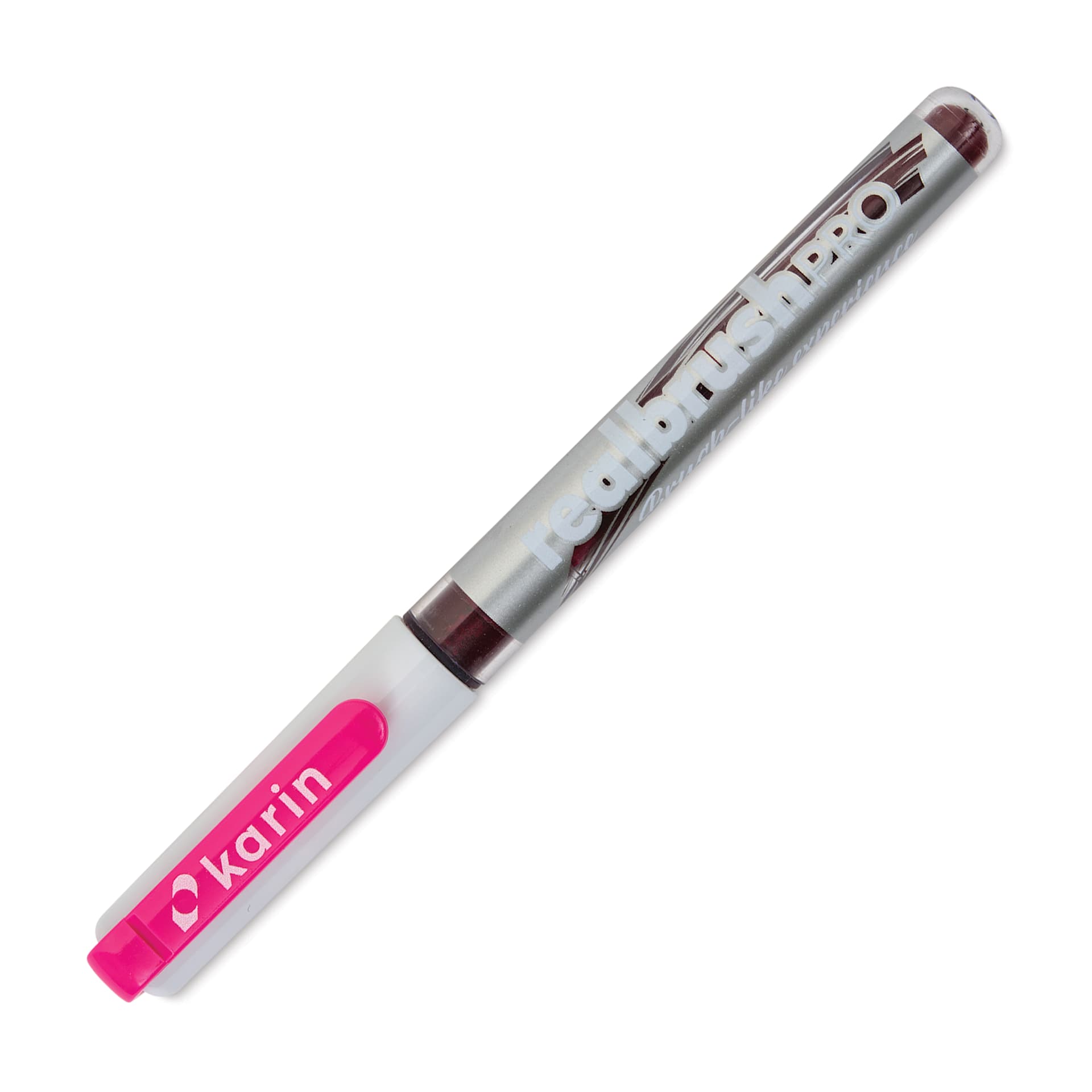 Karin Realbrush Pro Marker - Cerise, 4 mm, Brush Tip, cap on