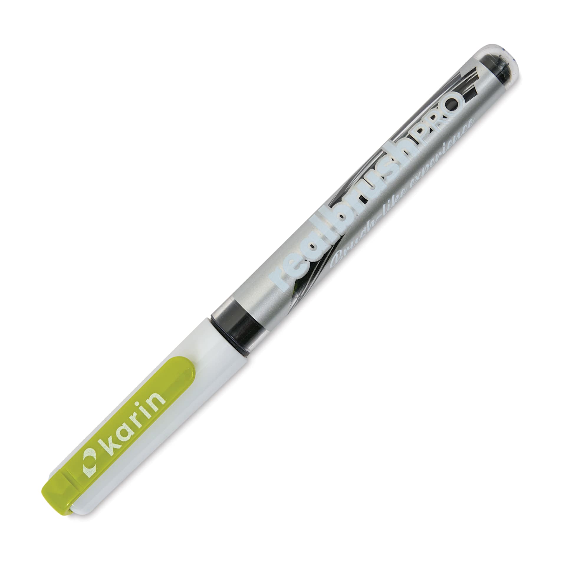 Karin Realbrush Pro Marker - Lime Green, 4 mm, Brush Tip, cap on