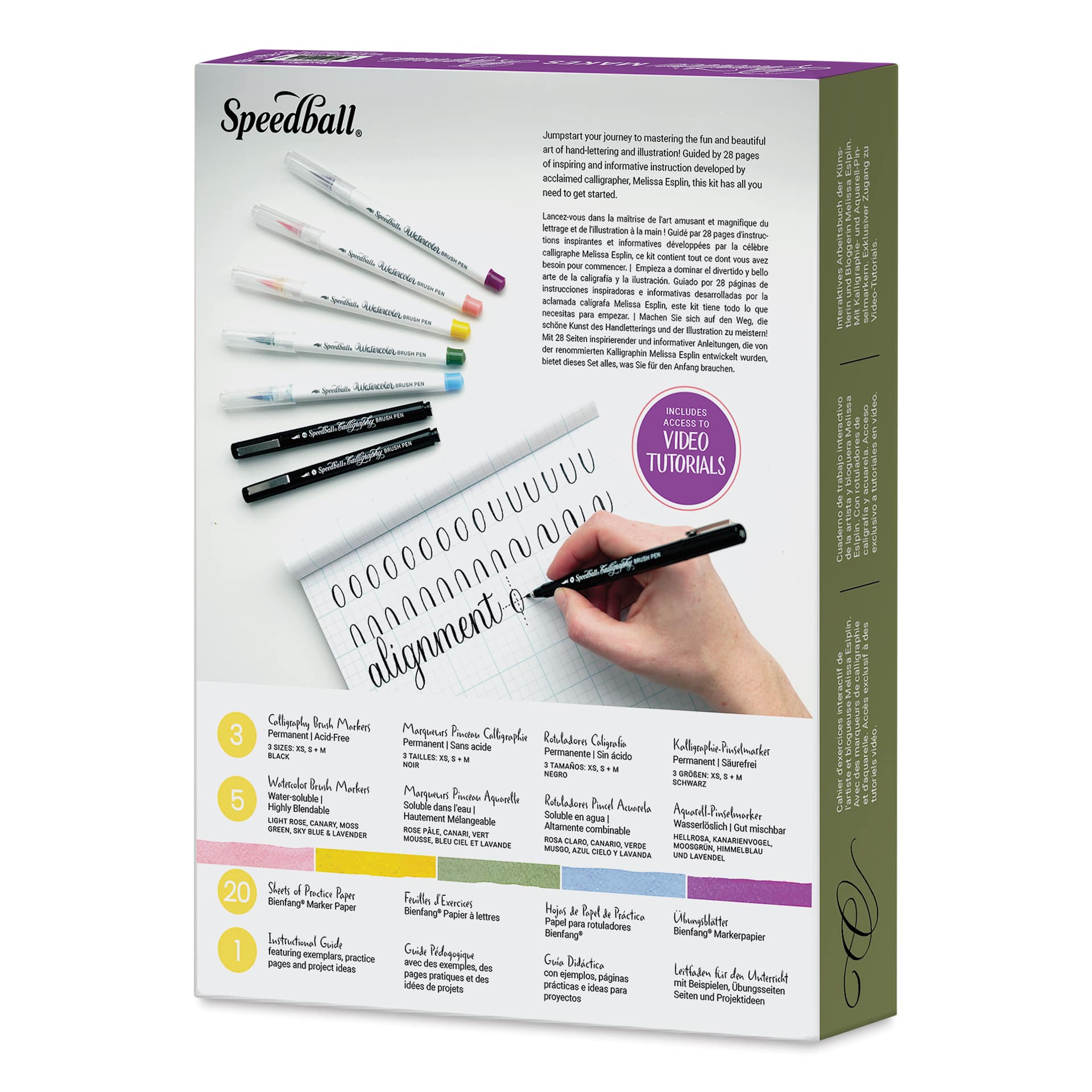 Speedball Hand Lettering and Journaling Kit - Set of 29 - back of packaging Speedball Hand Lettering and Journaling Kit - Set of 29 - back of packaging