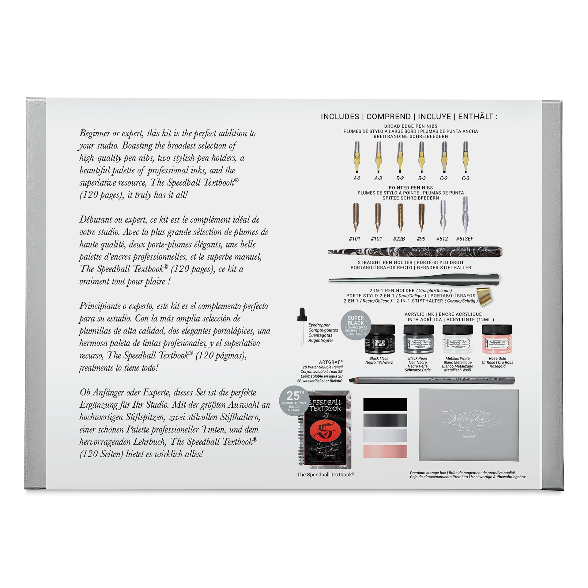Speedball Modern Calligraphy Kit - Kit of 21, back of the packaging