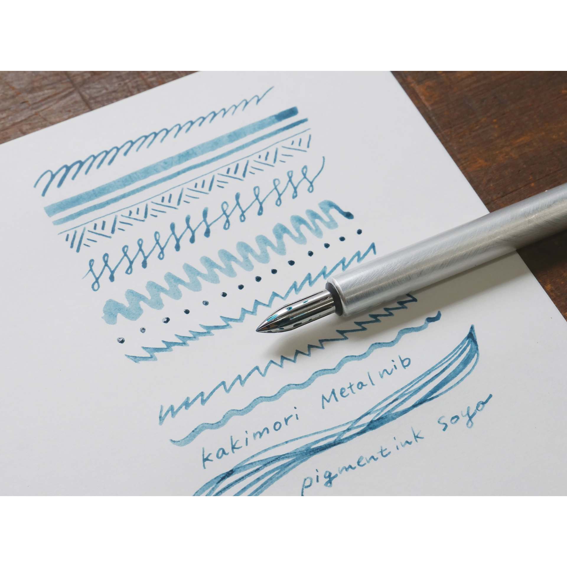 Kakimori Metal Dip Pen Nib - Stainless Steel, swatch of stroke lines