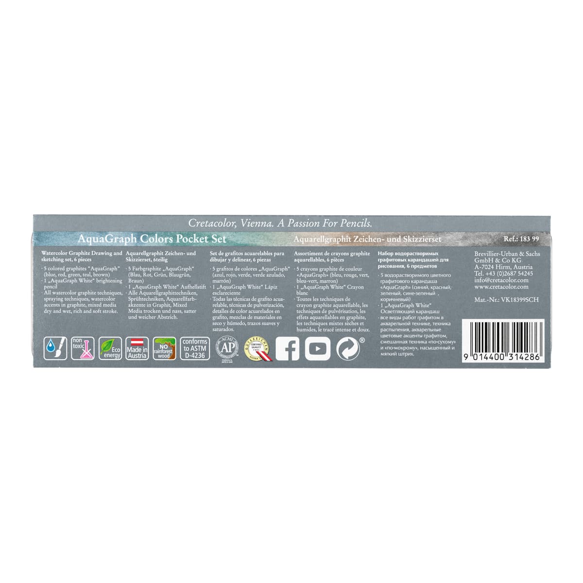 Cretacolor AquaGraph Pencils - Pocket Set of 6
