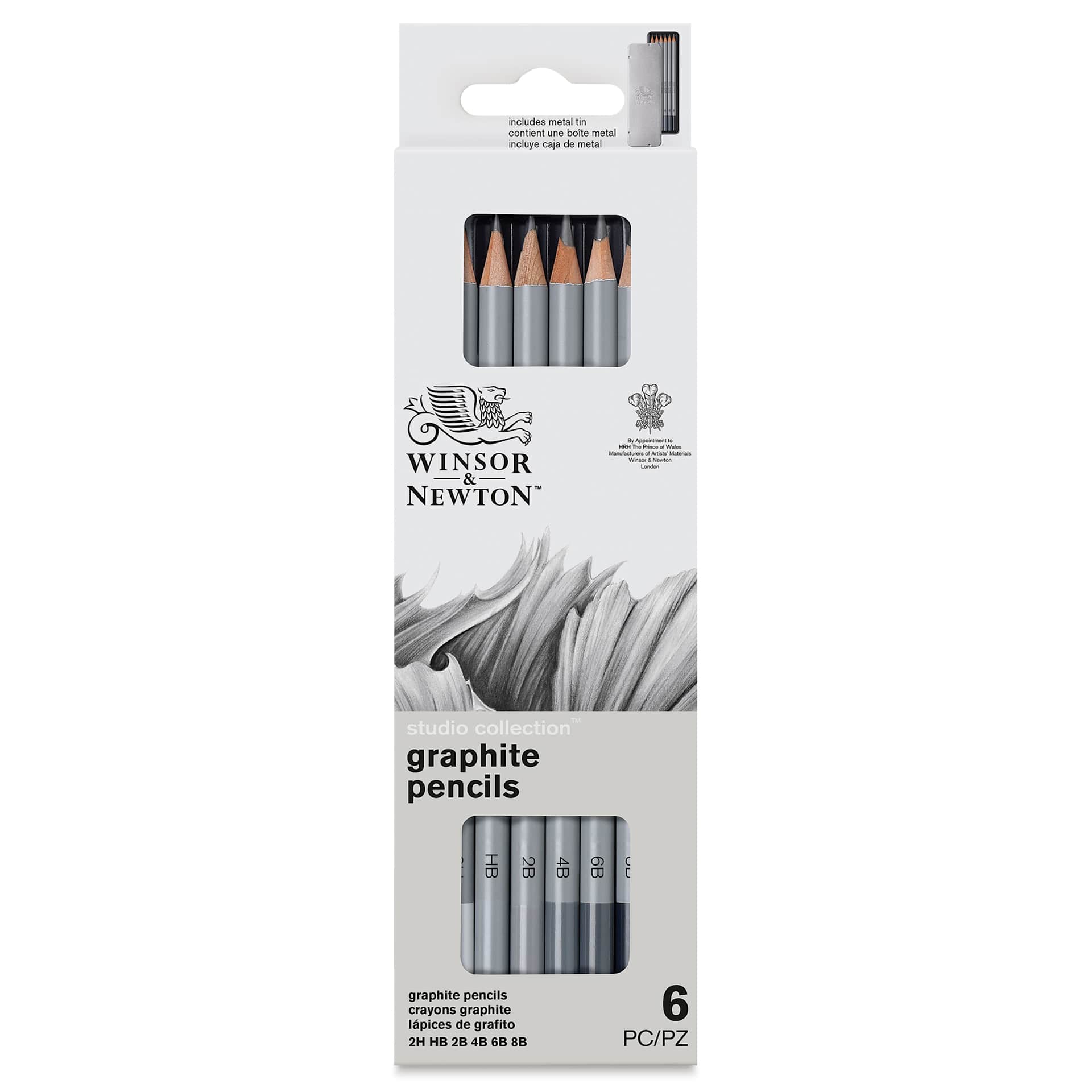 Winsor & Newton Studio Collection Graphite Pencils - Set of 6, front of the packaging