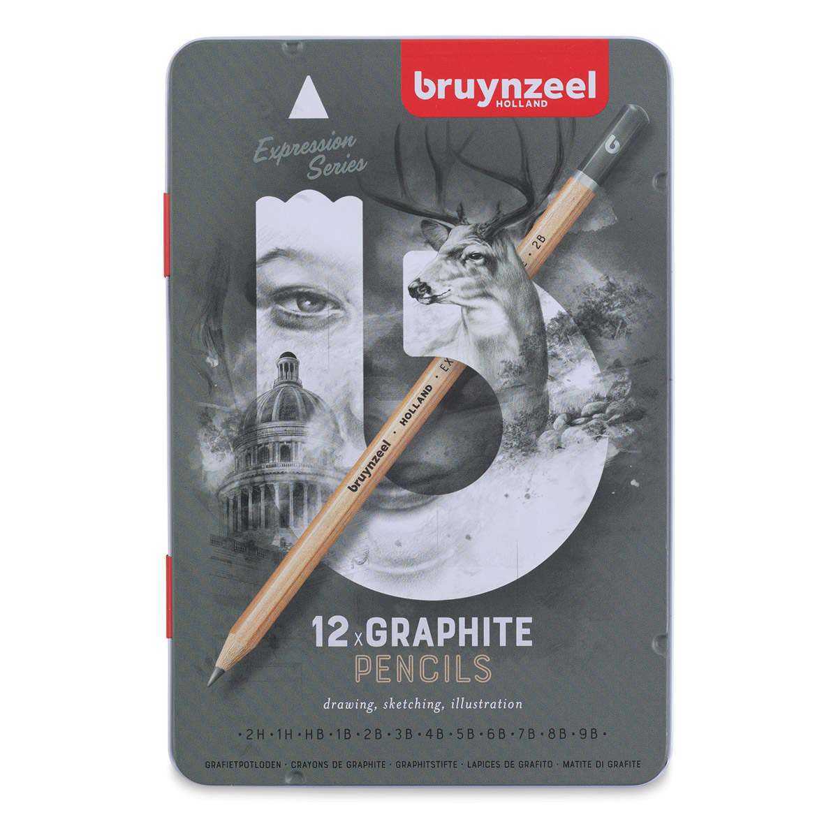 Bruynzeel Expression Series Graphite Pencils - Set of 12 (front of case) Bruynzeel Expression Series Graphite Pencils - Set of 12 (front of case)
