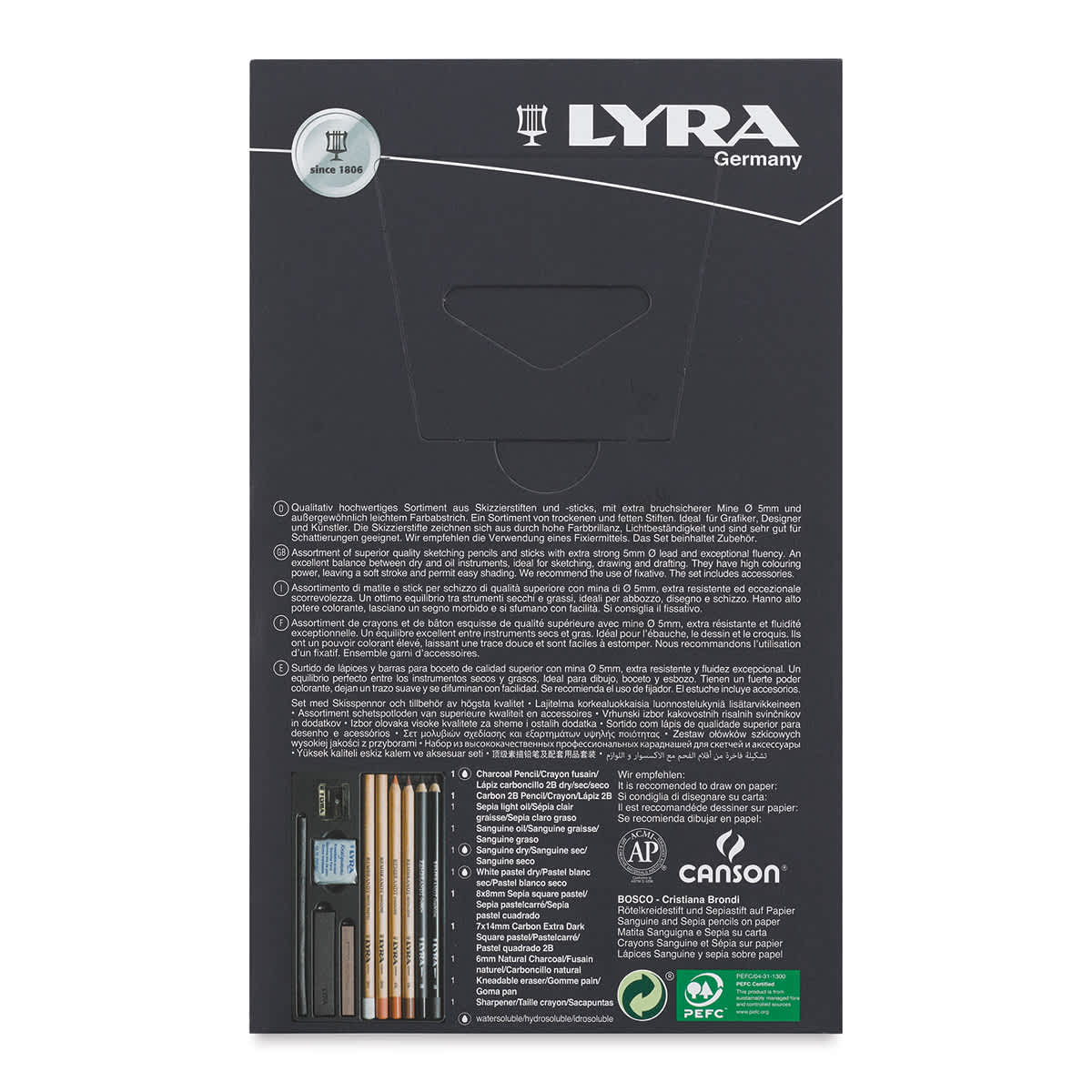 Lyra Rembrandt Sketching Set - Set of 10 (back of package)