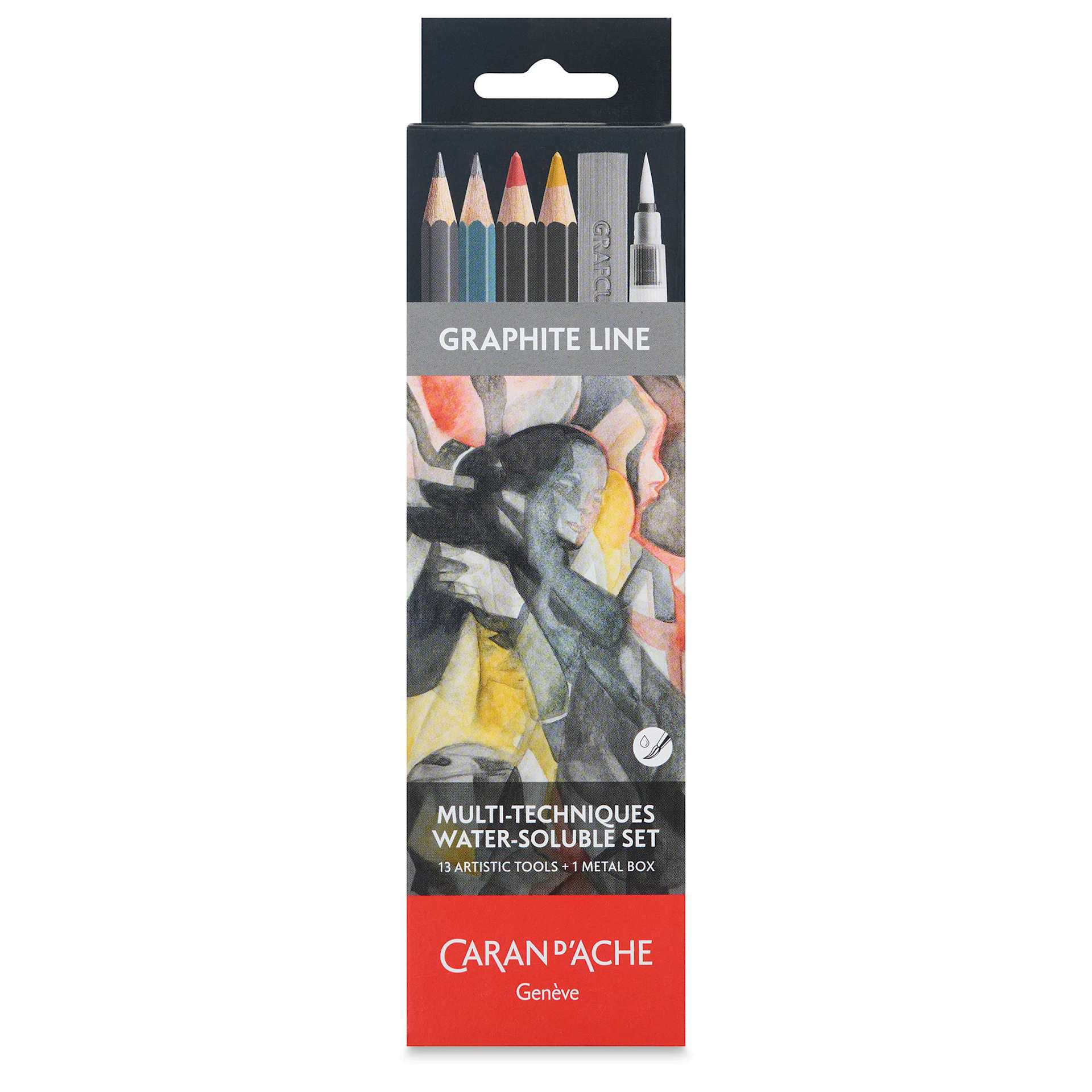 Caran d'Ache Graphite Line Multi-Techniques Water-Soluble Set (front of package) Caran d'Ache Graphite Line Multi-Techniques Water-Soluble Set (front of package)