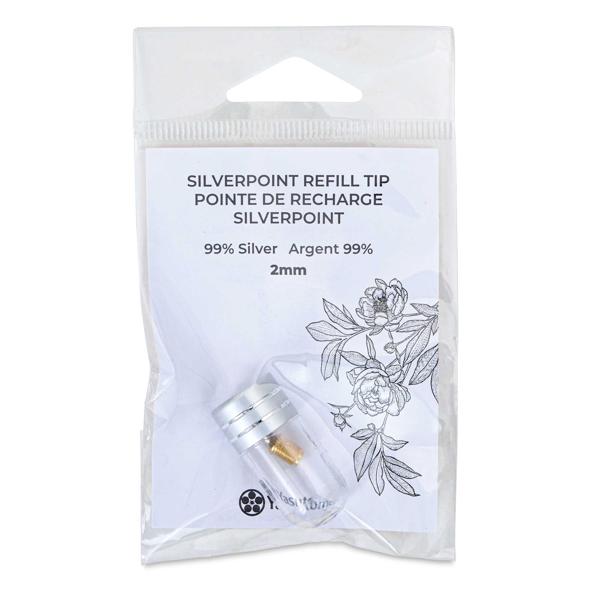 Yasutomo Silverpoint Drawing Tool - Replacement Tip, 2 mm front of package