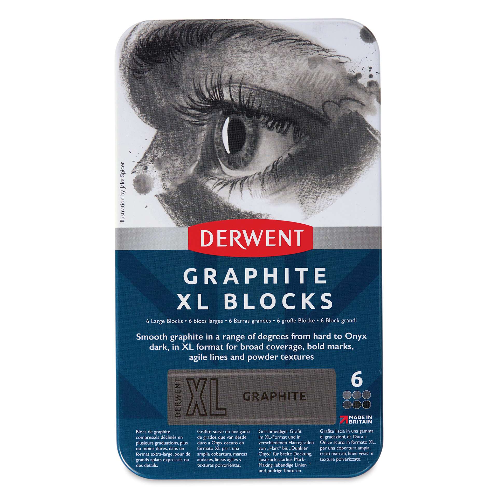 Derwent Watersoluble Graphite XL Blocks - Assorted, Set of 6, front of the packaging Derwent Watersoluble Graphite XL Blocks - Assorted, Set of 6, front of the packaging