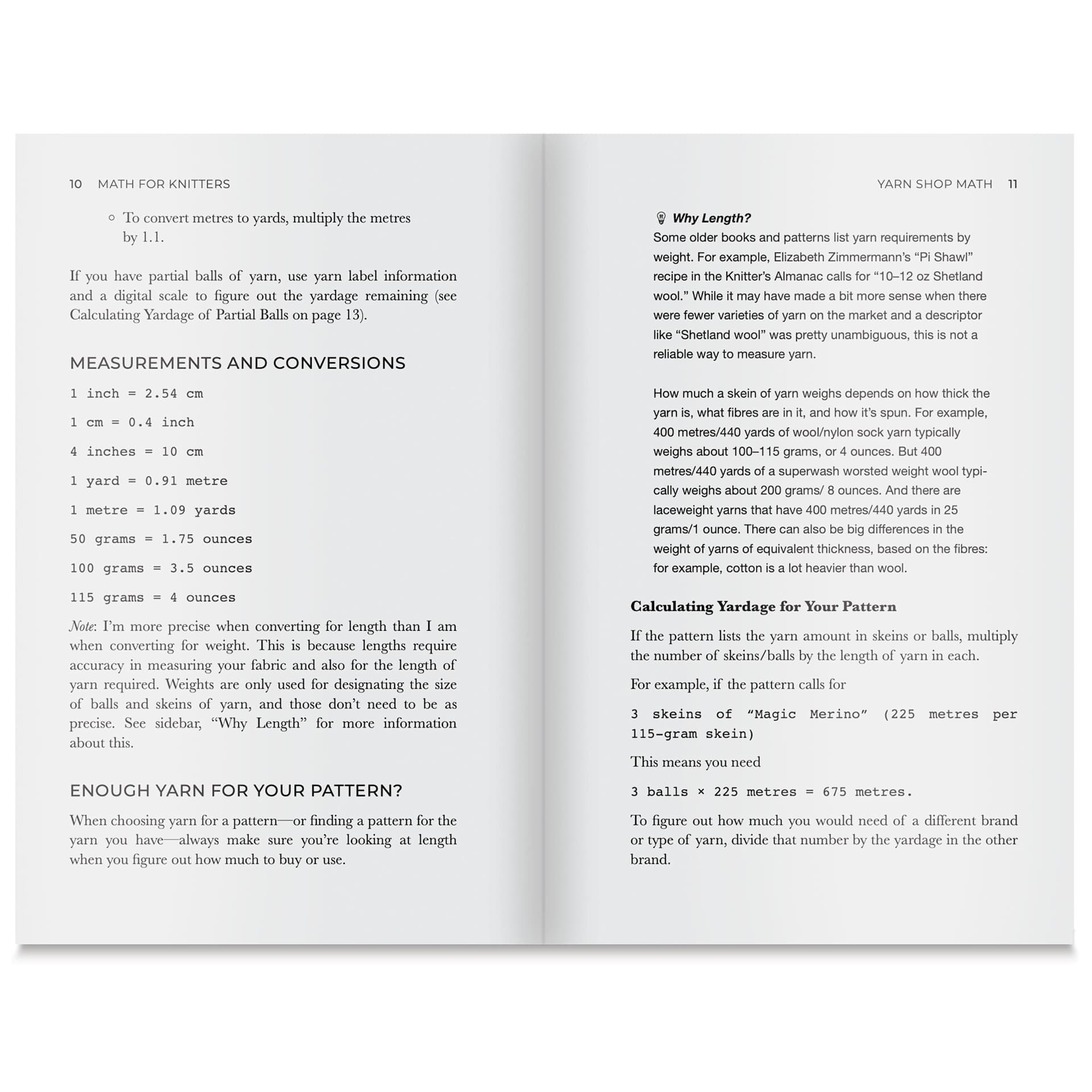 Math for Knitters - Paperback, 184 Pages, measurements and conversions