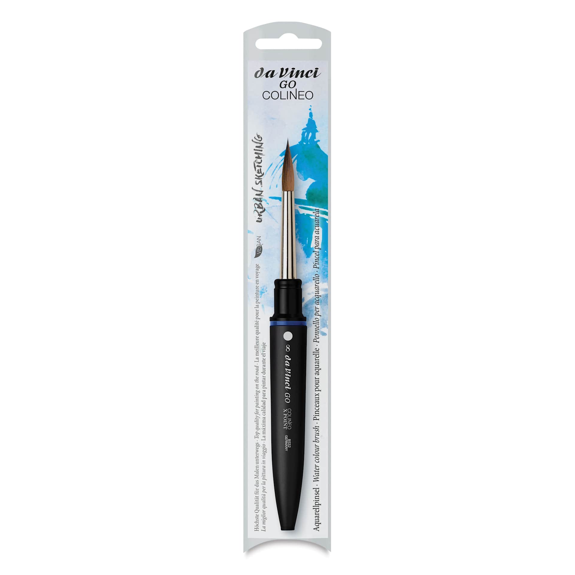 Da Vinci Go Colineo Travel Brush - Pointed Round, Size 8, front of packaging