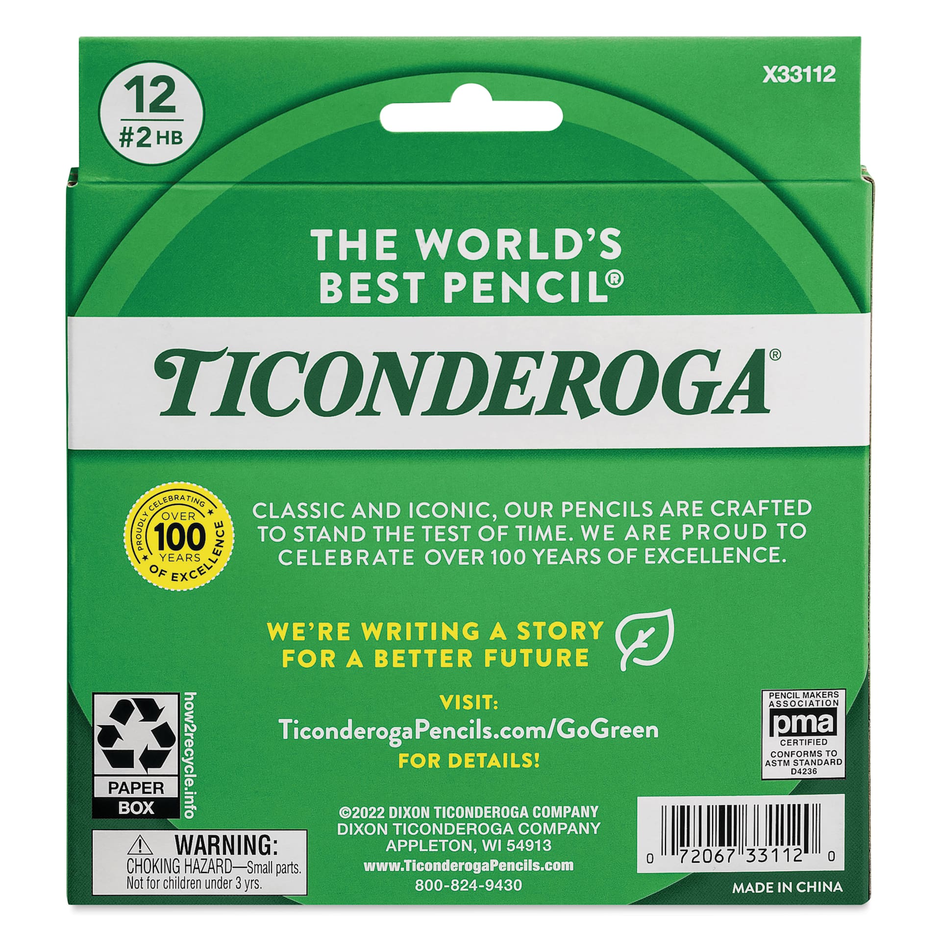 Dixon Ticonderoga My First Short Pencils - Set of 12, Red Yellow Blue, back of packaging
